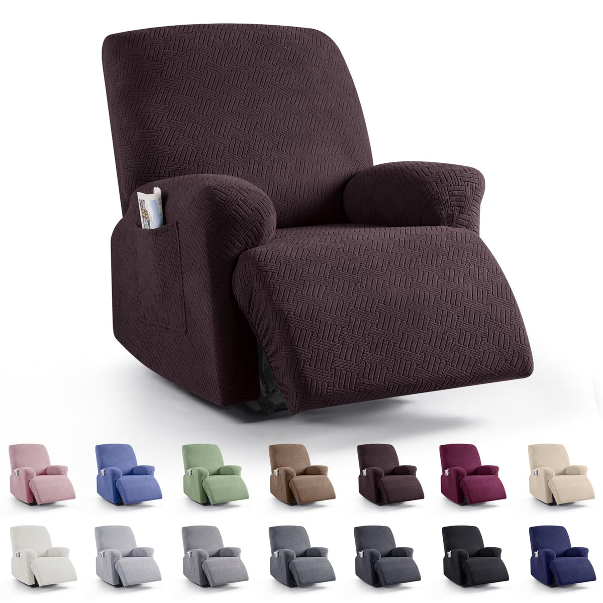 KinCam Recliner Sofa Covers, Stretch Reclining Cover, Dark Gray