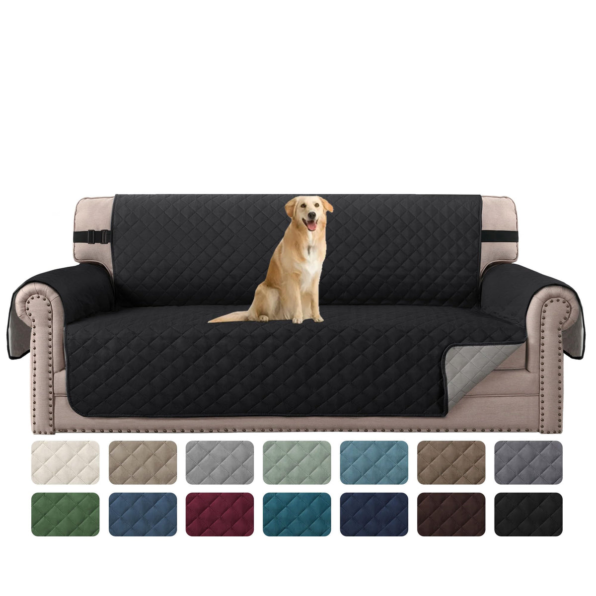 H.VERSAILTEX Reversible Couch Cover for 3 Cushion Cover Pet Friendly Sofa Cover for Dog Washable Furniture Protector Water Resistant Slipcover with Non Slip Elastic Strap(Sofa, Ivory/Beige)