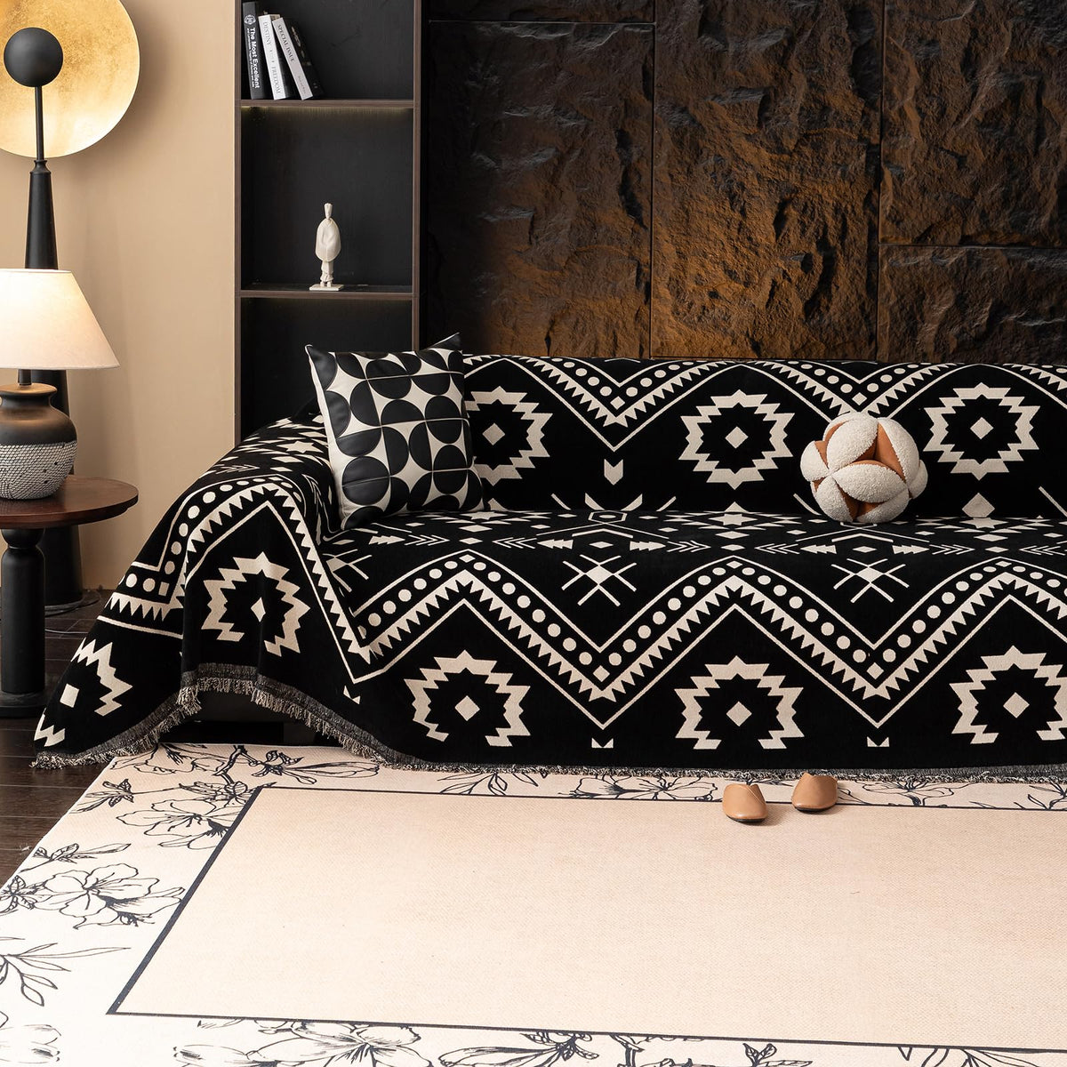 VClife Bohemian Sofa Covers Chenille Couch Cover for Sectional Couch, Soft Non Slip Couch Covers for 2 Cushion Sofa Breathable Sofa Furniture Protector Slip Cover for Couch, Pumpkin, 71"X118"