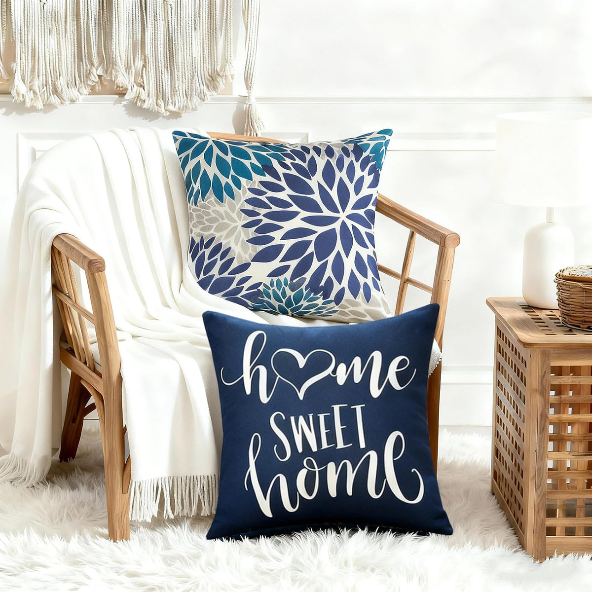 Decorative Boho Farmhouse Throw Pillow Covers 18x18 inch Set of 4