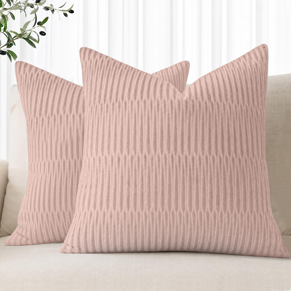 Embossed Velvet Pillow Covers 18x18 Set of 4, Neutral Brown Grey Cream Soft Decorative Throw Pillow Covers, Luxury Textured Cushion Covers for Couch Sofa Bed, Neutral Home Decor