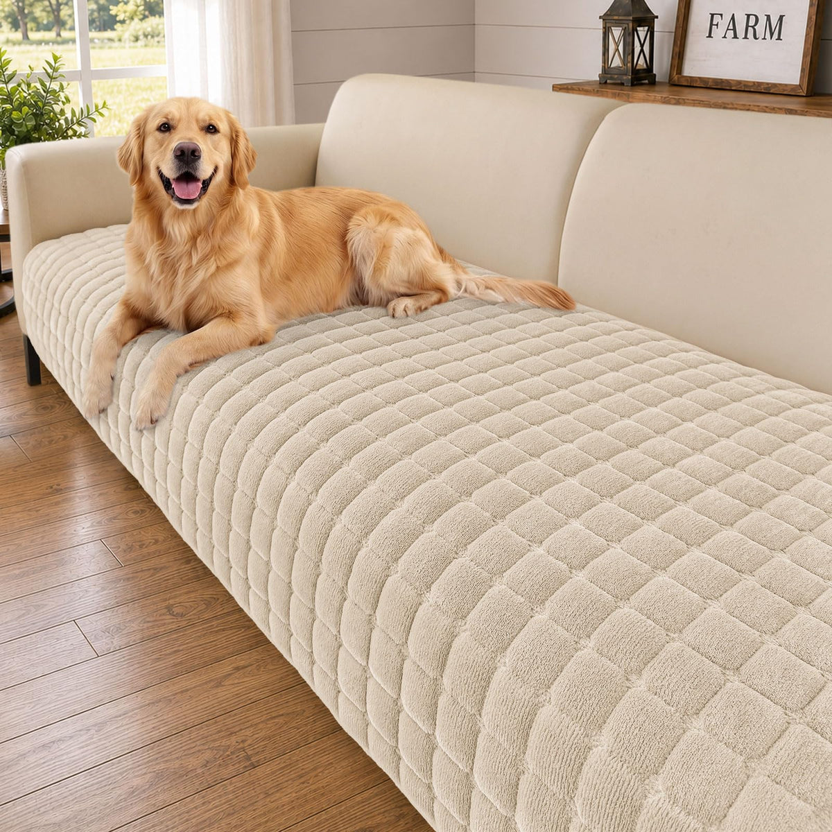 Smiry Velvet Couch Cover for Dogs, Non Slip Soft Sofa Protector for Pets