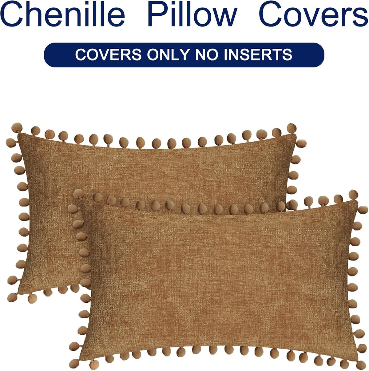 CaliTime Decorative Couch Throw Pillow Covers 20 X 12 Inches Apricot Brown