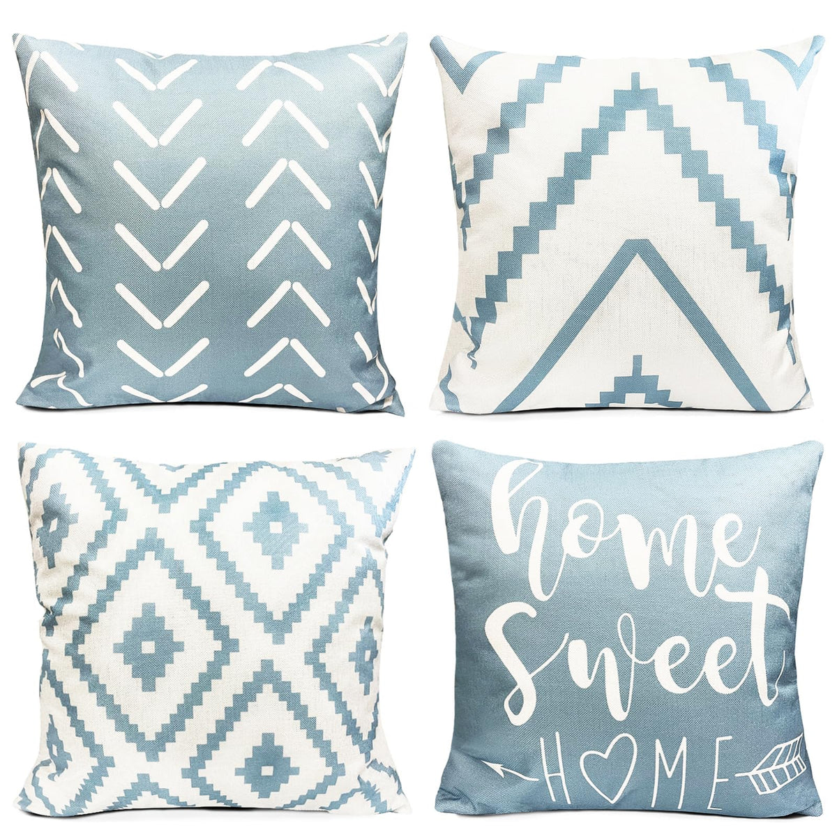 Decorative Boho Farmhouse Throw Pillow Covers 18x18 inch Set of 4