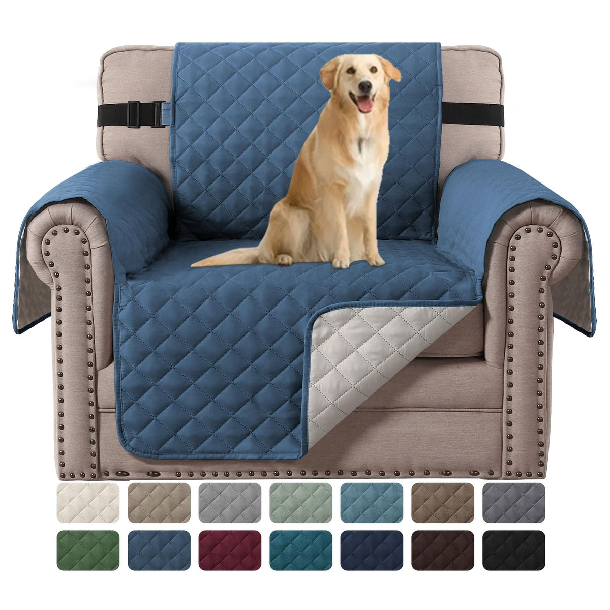 H.VERSAILTEX Reversible Couch Cover for 3 Cushion Cover Pet Friendly Sofa Cover for Dog Washable Furniture Protector Water Resistant Slipcover with Non Slip Elastic Strap(Sofa, Ivory/Beige)