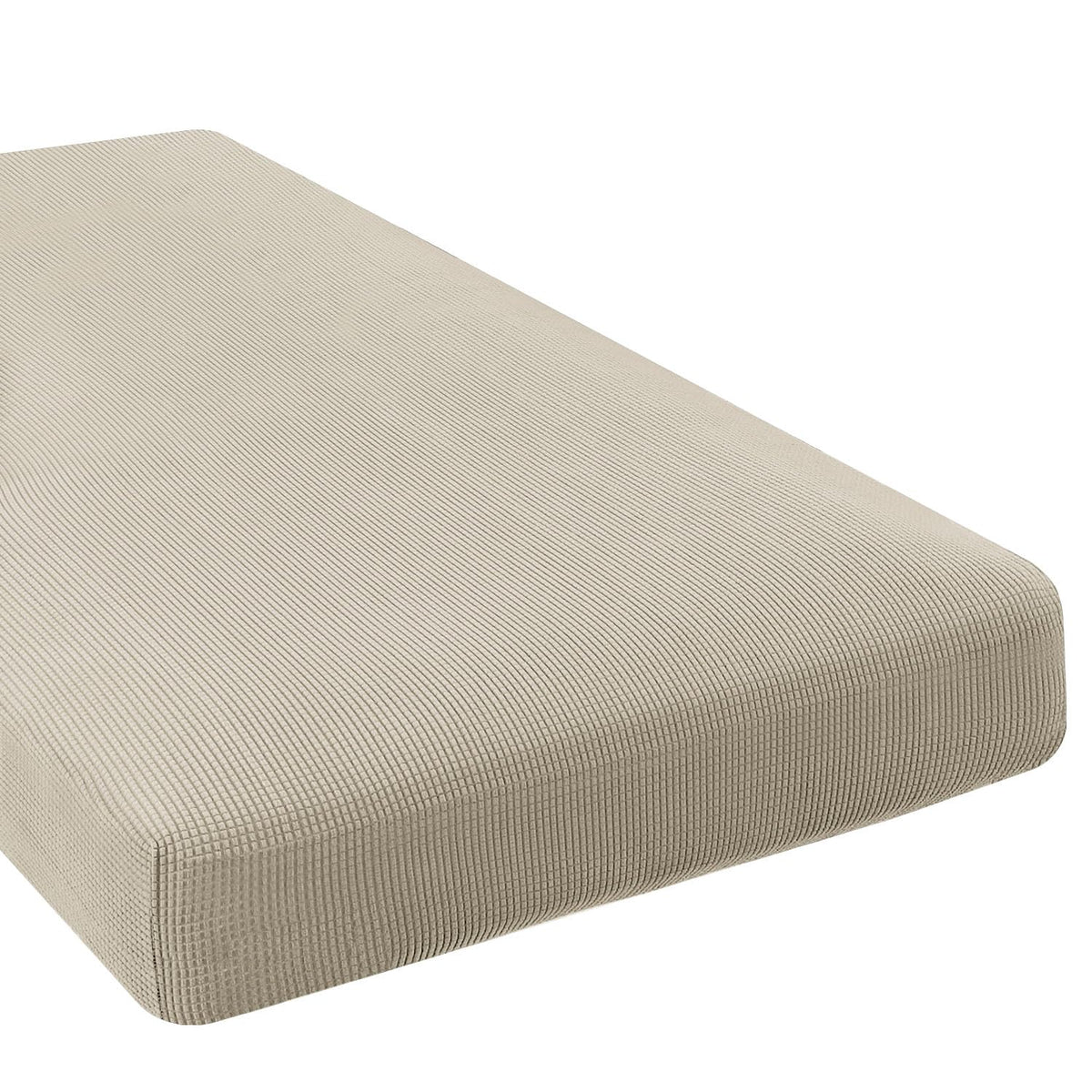 H.VERSAILTEX Super Stretch Individual Seat Cushion/Couch Slipcover Sets Thick Jacquard Textured Twill Fabric (3 Piece Sofa Covers, Sand)