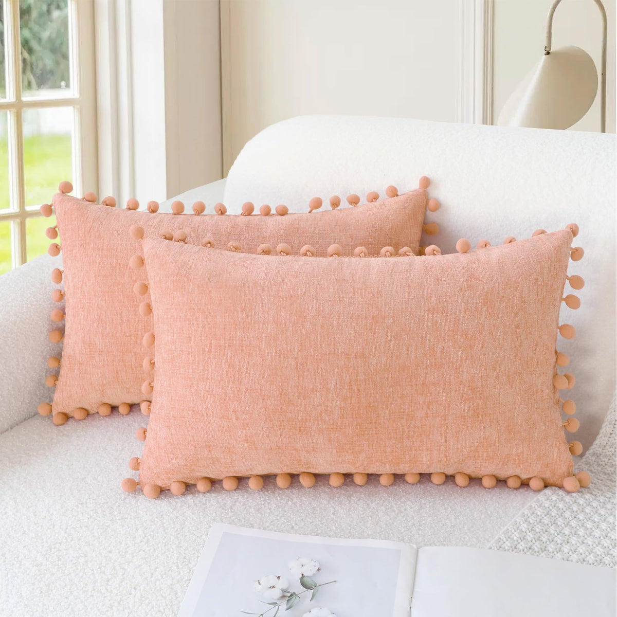 CaliTime Decorative Couch Throw Pillow Covers 20 X 12 Inches Apricot Brown