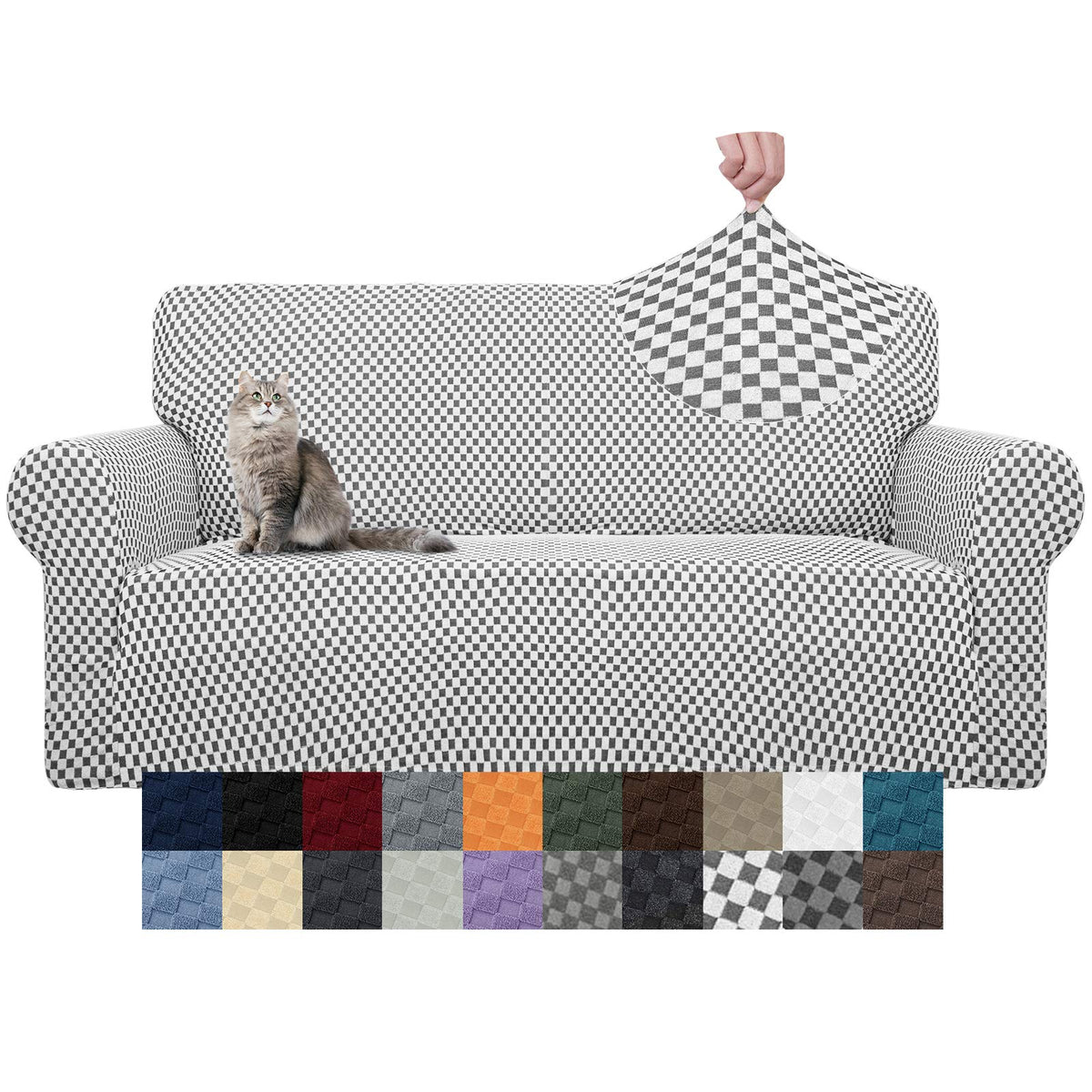 YEMYHOM Couch Cover Latest Jacquard Design High Stretch Sofa Covers for 3 Cushion Couch, Pet Dog Cat Proof Slipcover Non Slip Magic Elastic Furniture Protector (Sofa, Light Gray)