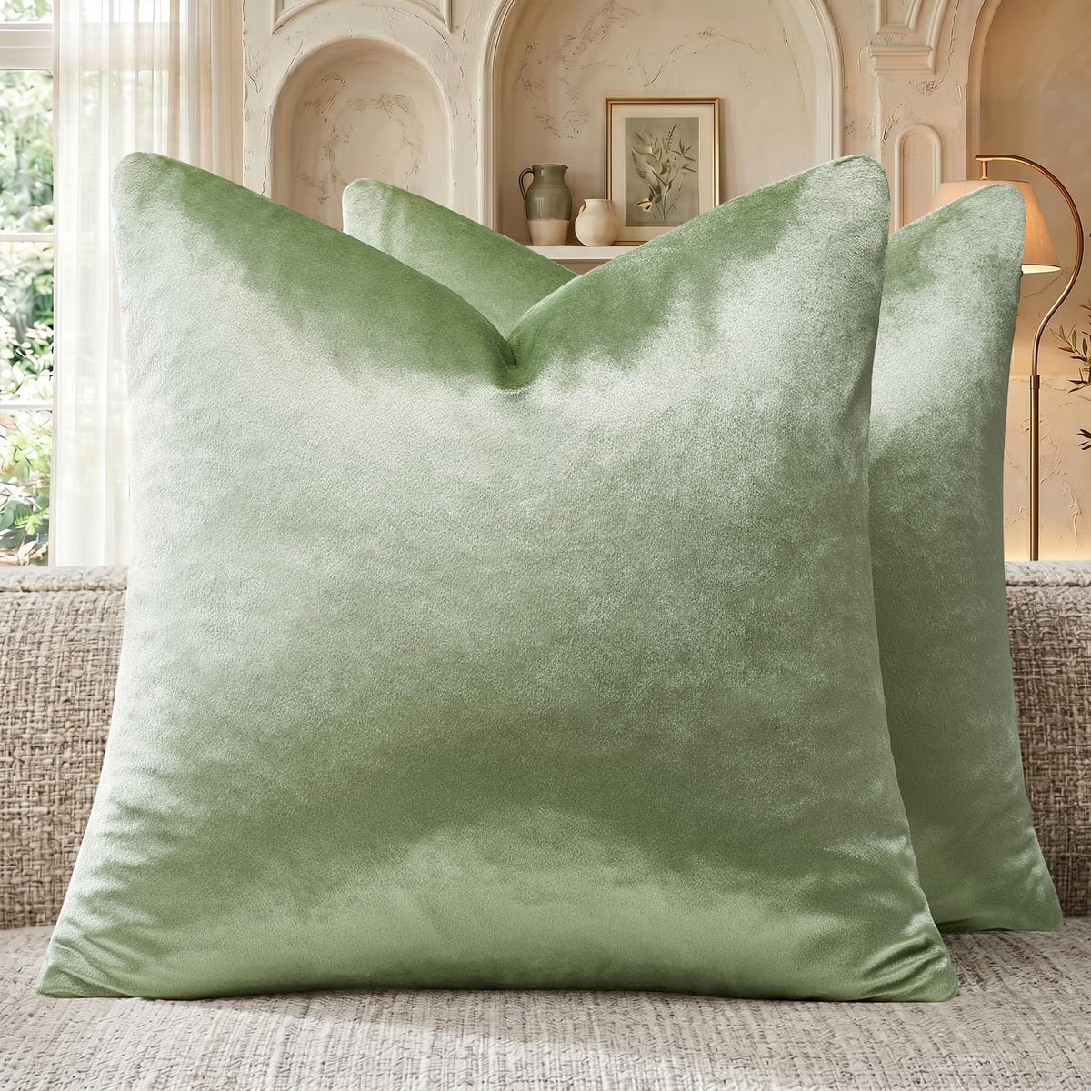 GIGIZAZA Gold Velvet Pillow Covers 18x18 Decorative Pillows Pack of 2