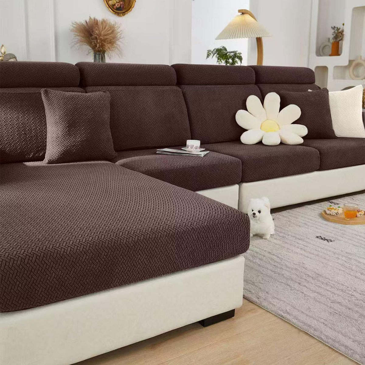 Sofa Covers Couch Covers for Sofa Pet Friendly Couch Cushion Covers Universal Sofa Covers Washable Stretch Slipcovers for Sectional Sofa (Texture Light Gray,Large Single Seat Cover)