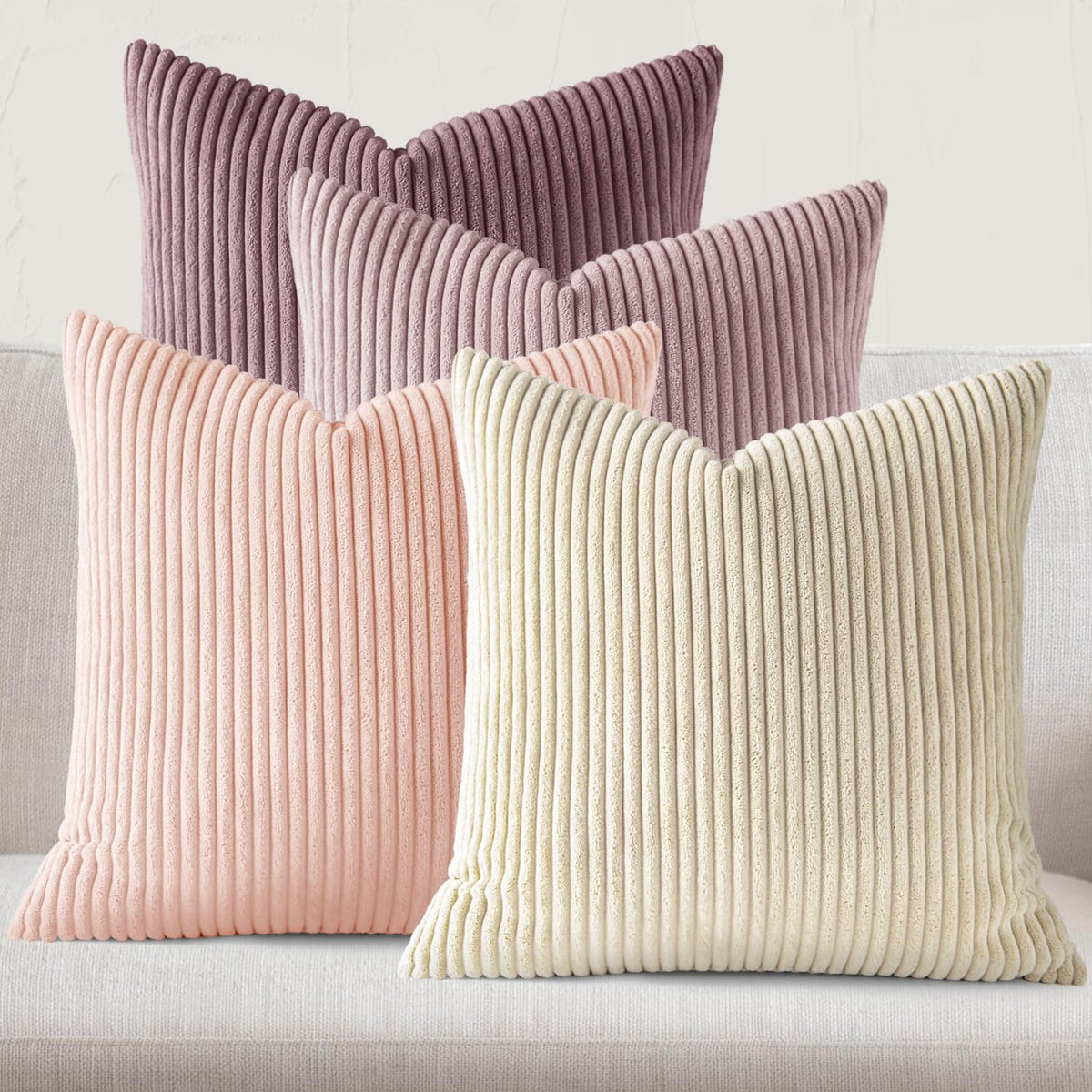 JEYDER Soft Corduroy Throw Pillow Covers 18x18 Fall Green Boho Accent Decor