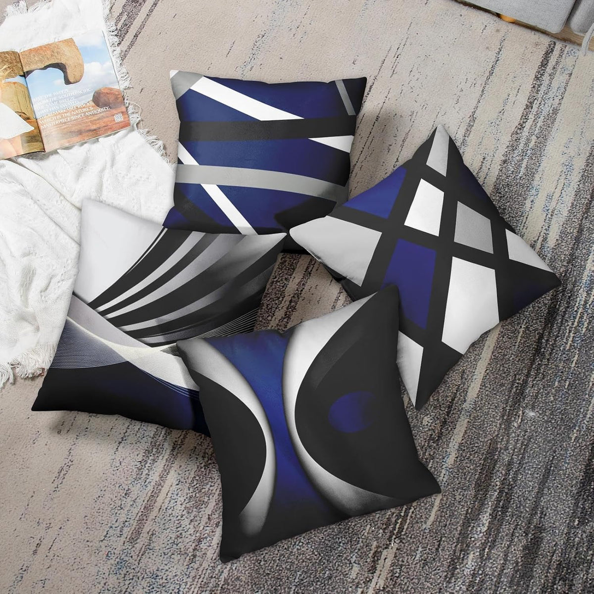 Emvency Throw Pillow Covers Set of 4, 18 x 18 Inch, Bold Stripes