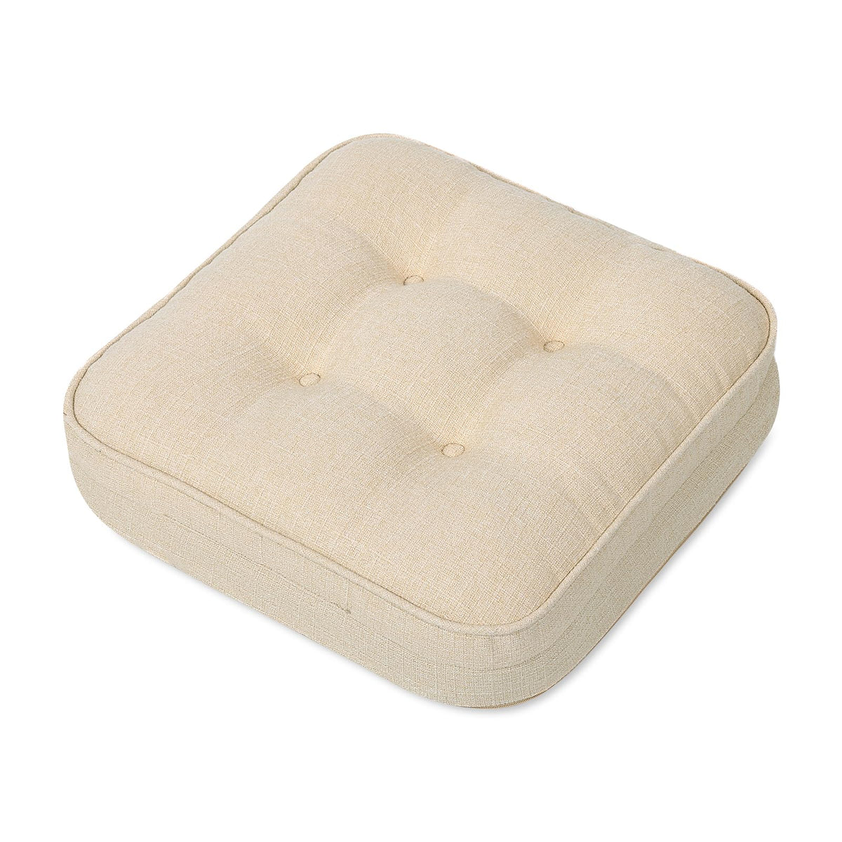 GOFORIT Chair Cushions,Tufted Shredded Memory Foam Chair Pads, Non-Slip Seat Cushions with Removable Cover, 16'' x 16'', Beige
