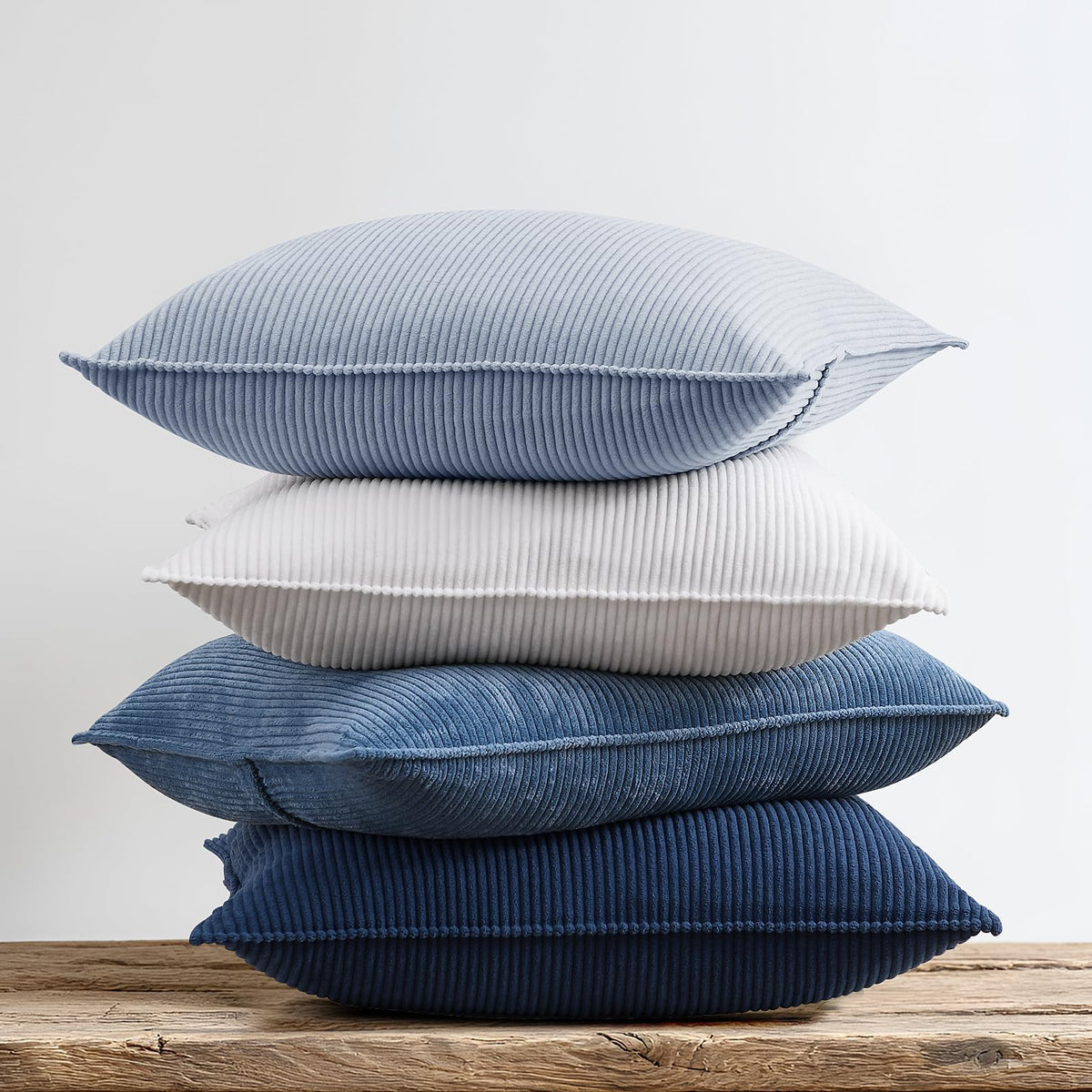 Pack of 4 Throw Pillow Covers Corduroy 18x18 Inch,Maillard Tones