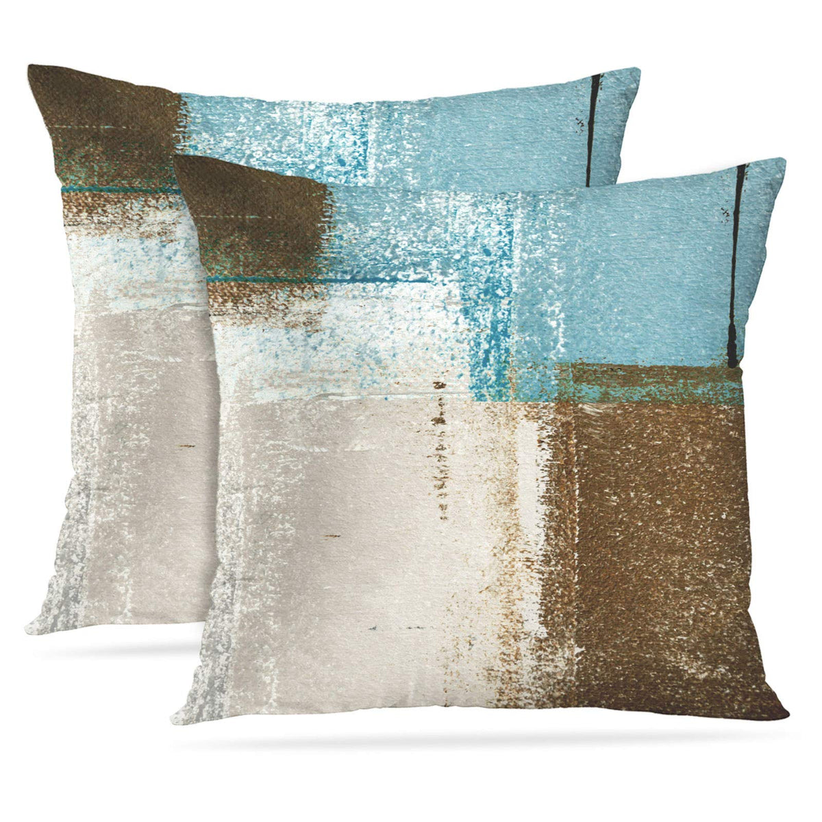 Britimes Throw Pillow Covers Set of 2, 18 x 18 Inch, Grey Brown Beige
