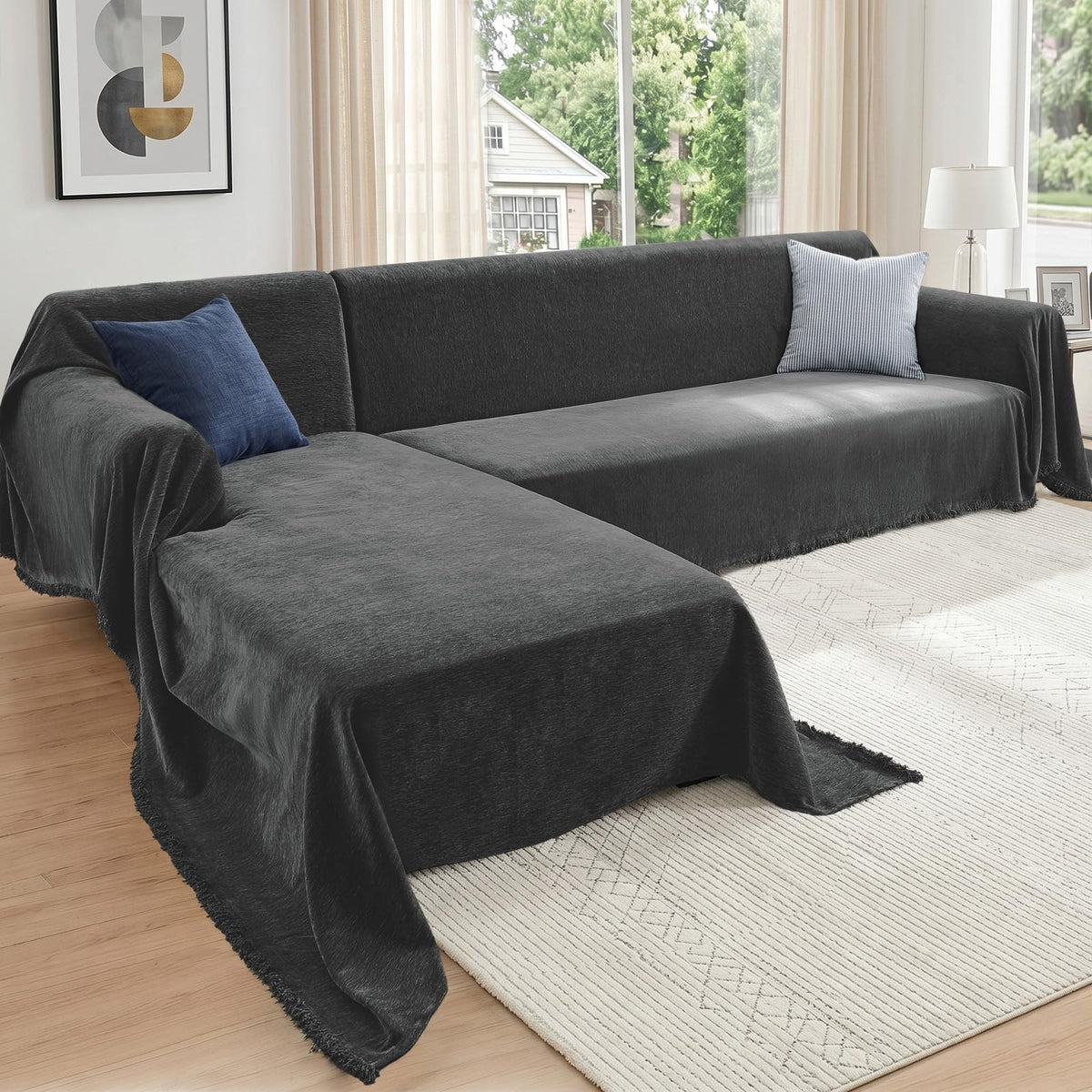 CAPALOCA Sectional Couch Covers for Sofa Washable L Shaped Couch Cover XL