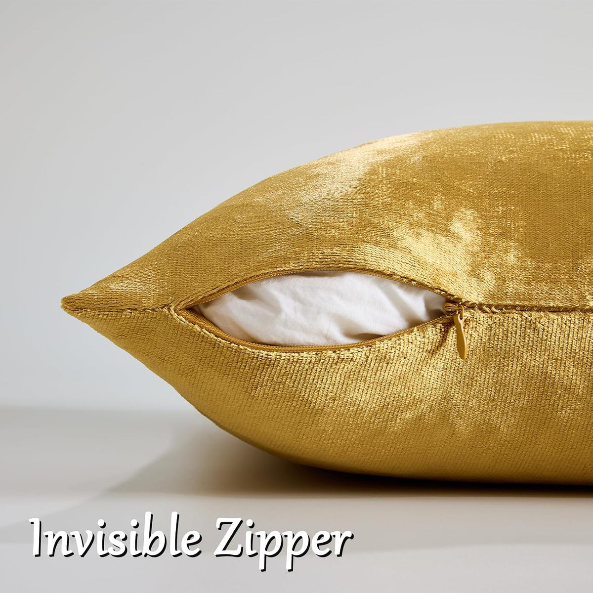 GIGIZAZA Gold Velvet Pillow Covers 18x18 Decorative Pillows Pack of 2