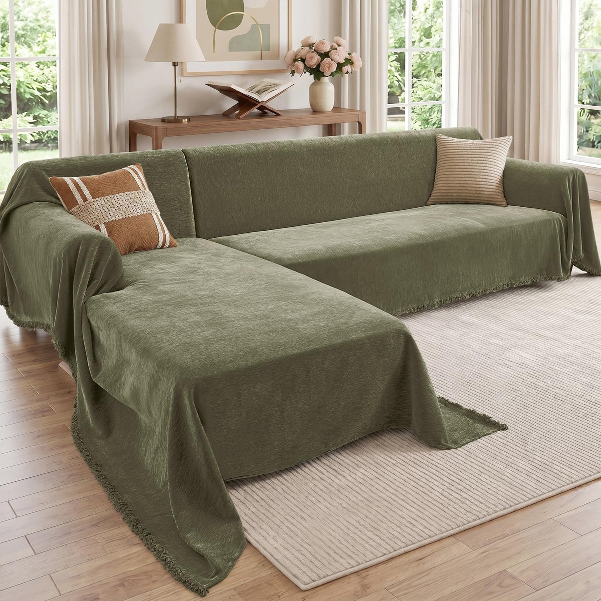 CAPALOCA Sectional Couch Covers for Sofa Washable L Shaped Couch Cover XL