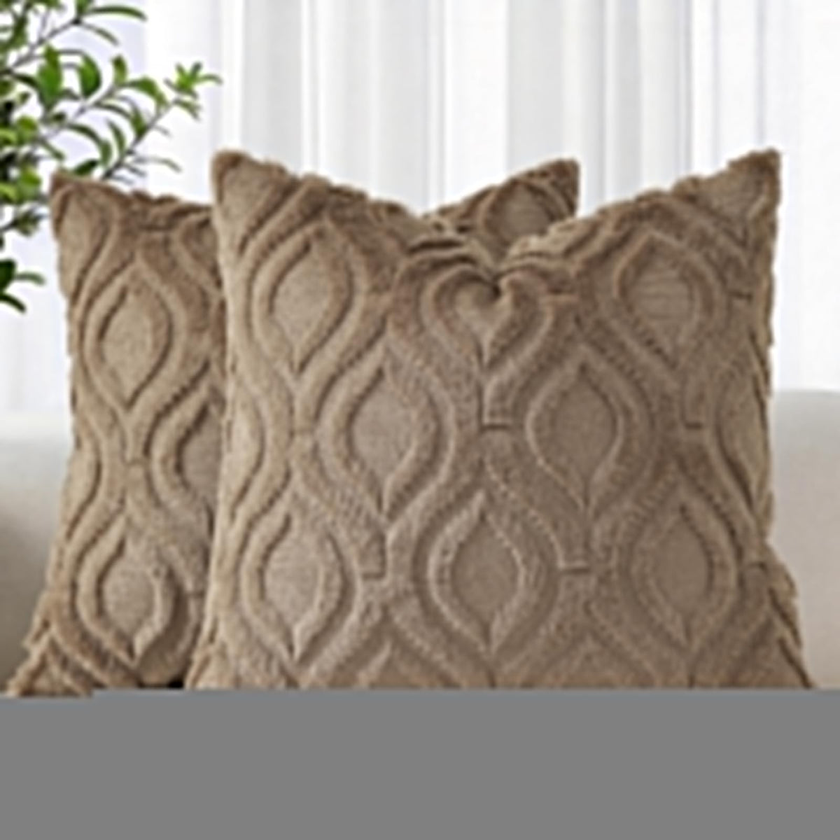 decorUhome Faux Fur Plush Soft Beige Throw Pillow Covers 18x18 Set of 2