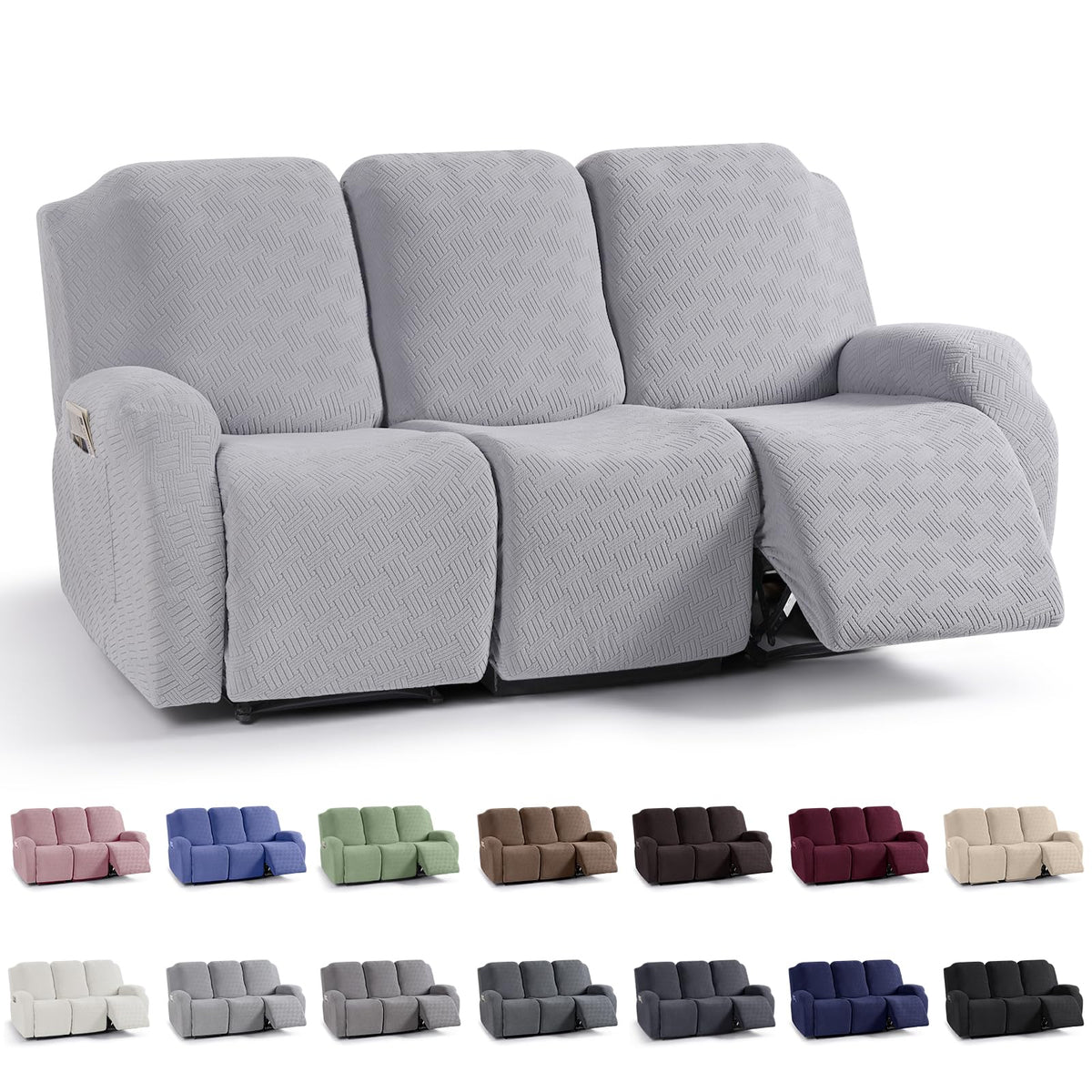KinCam Recliner Sofa Covers, Stretch Reclining Cover, Dark Gray