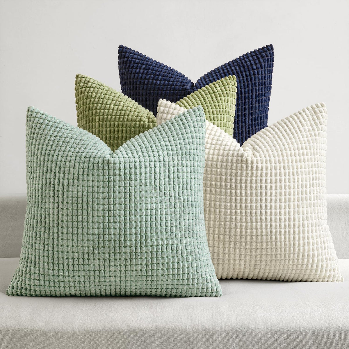MIULEE Farmhouse Decorative Pillow Covers 18x18 Inch Set of 4 Brown Green