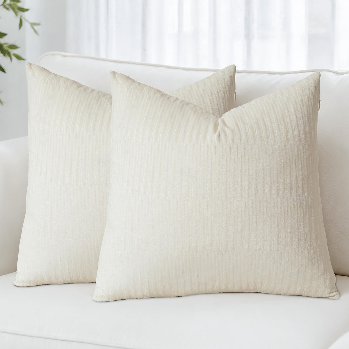 Embossed Velvet Pillow Covers 18x18 Set of 4, Neutral Brown Grey Cream Soft Decorative Throw Pillow Covers, Luxury Textured Cushion Covers for Couch Sofa Bed, Neutral Home Decor