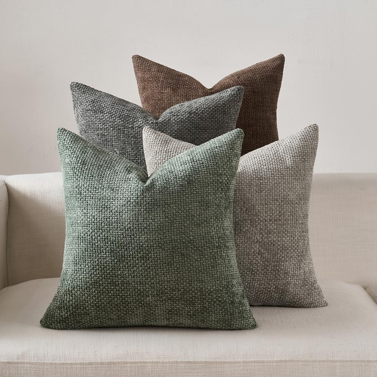Pack of 4 Couch Throw Pillow Covers 18x18 Inch Neutral Soft Decorative Pillow Covers Farmhouse Boho Cushion Covers for Modern Farmhouse Home Decor Sofa Bedroom Living Room