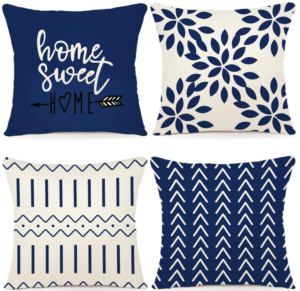YCOLL Pillow Covers 18x18 Set of 4, Modern Sofa Throw Pillow Cover, Decorative Outdoor Linen Fabric Pillow Case for Couch Bed Car,Light Blue