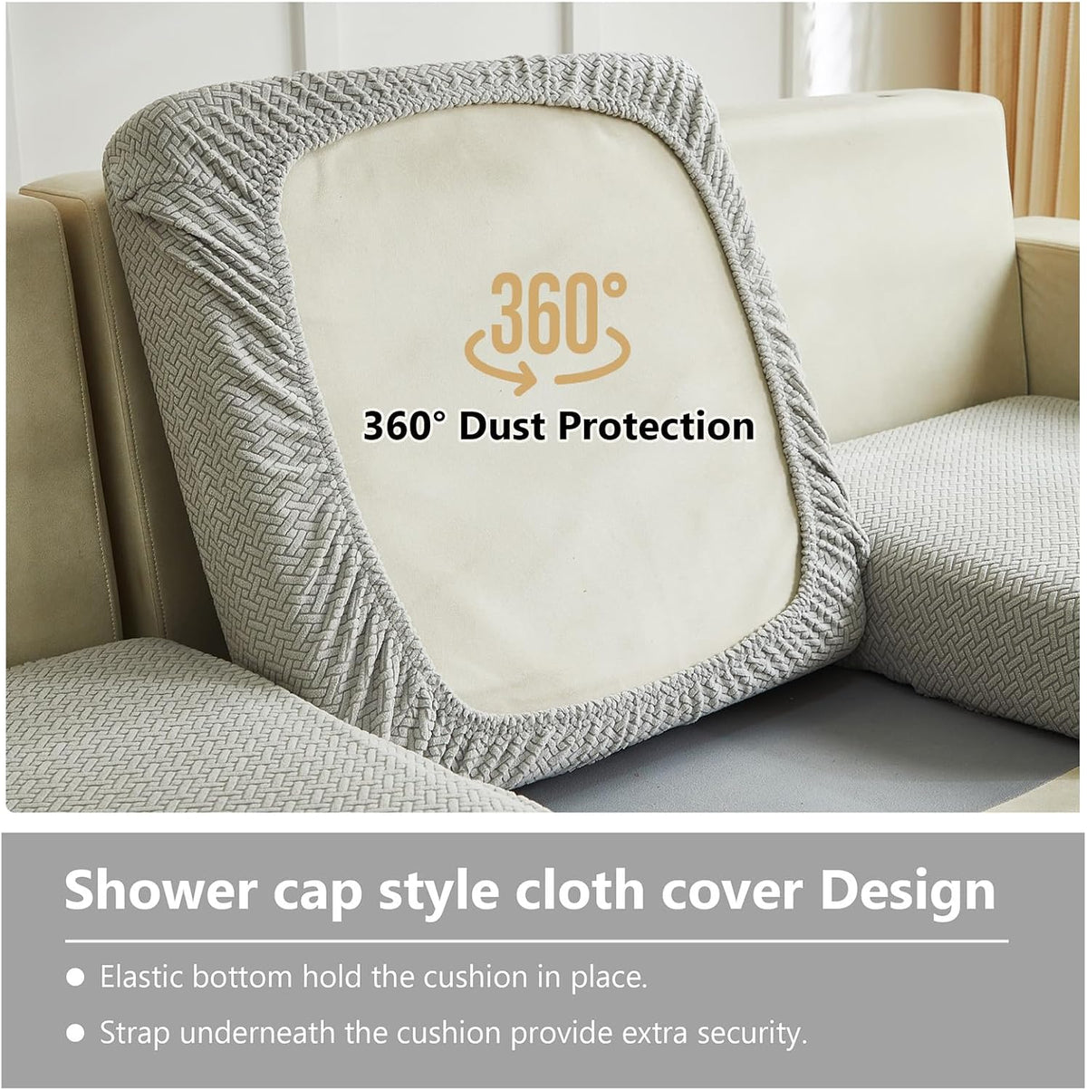 Yoovat Couch Cushion Covers for Sofa Couch Covers Wear-Resistant Universal Sofa Cover Washable Stretch for Sectional Slipcovers (Texture-Light Gray,Large Single Seat Cover)