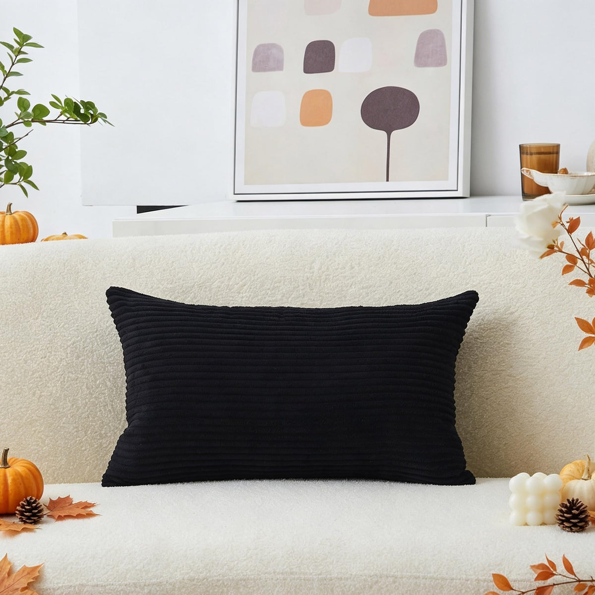 Home Brilliant Mustard Yellow Throw Pillow Cover 18x18 Decorative Plush Corduroy Striped Fall Decor Throw Pillow Cushion Cover for Couch Bed Decor, 18 x 18 (45x45), Sunflower Yellow