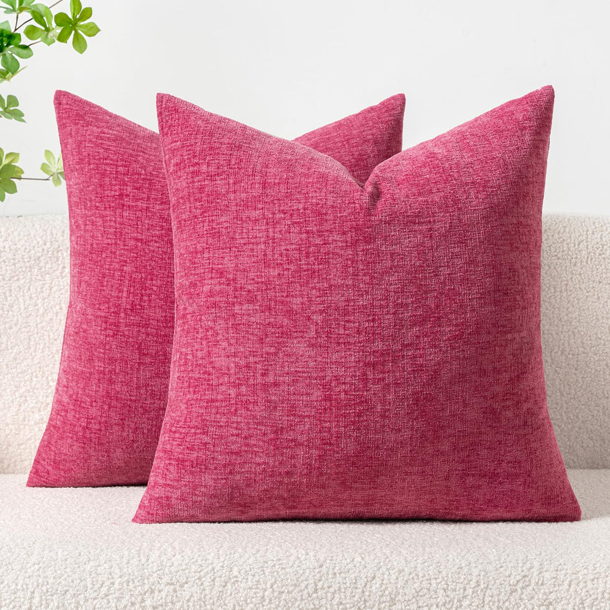 MIULEE Soft Chenille Throw Pillow Covers Sage Green 18x18 Inch Pack of 2