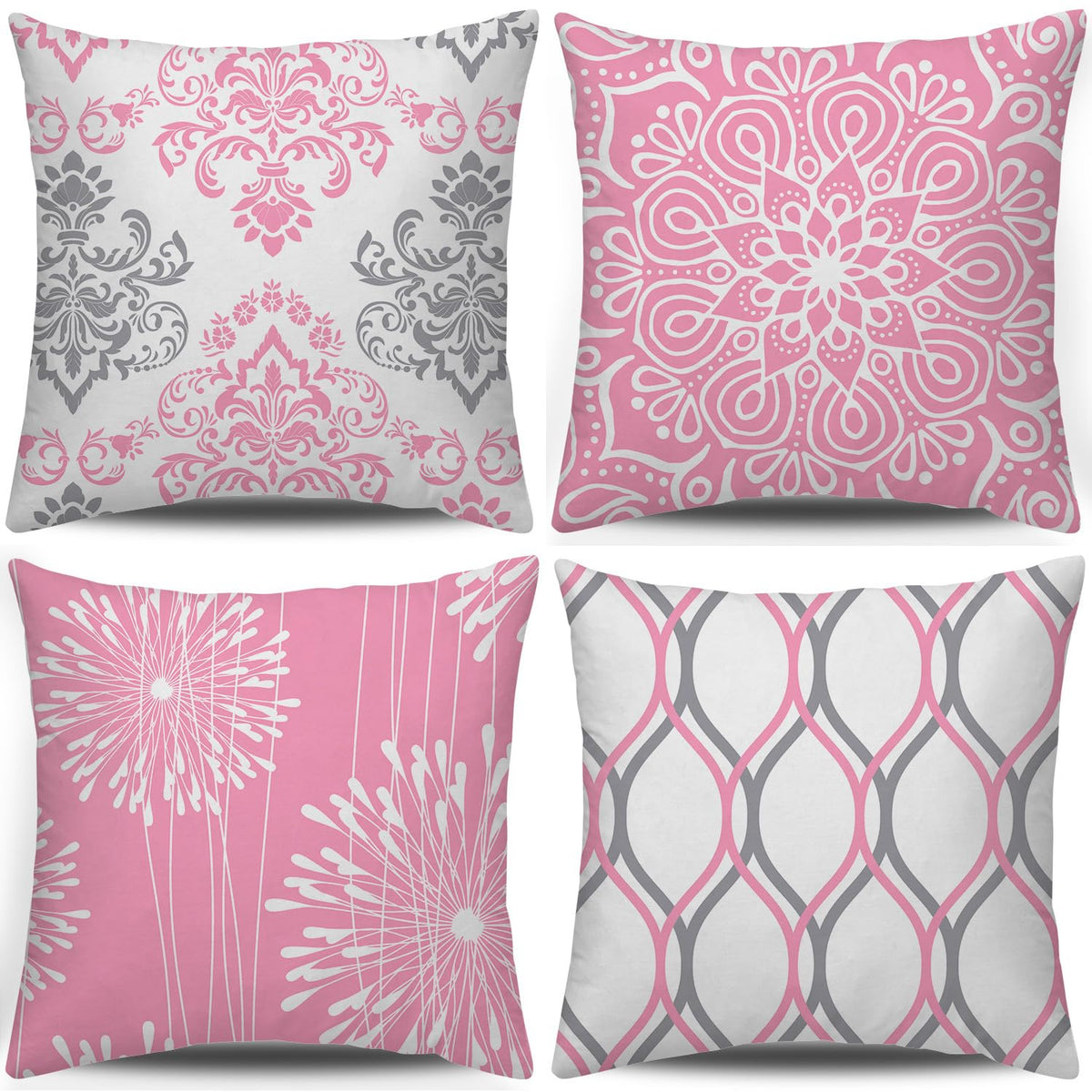 Coliuso Decorative Throw Pillow Covers 18x18 Set of 4, Grey and White Modern Simple Square Pillow Case Cushion Cover for Sofa Couch Farmhouse Outdoor Living Room (Gray and White, 18" x18")