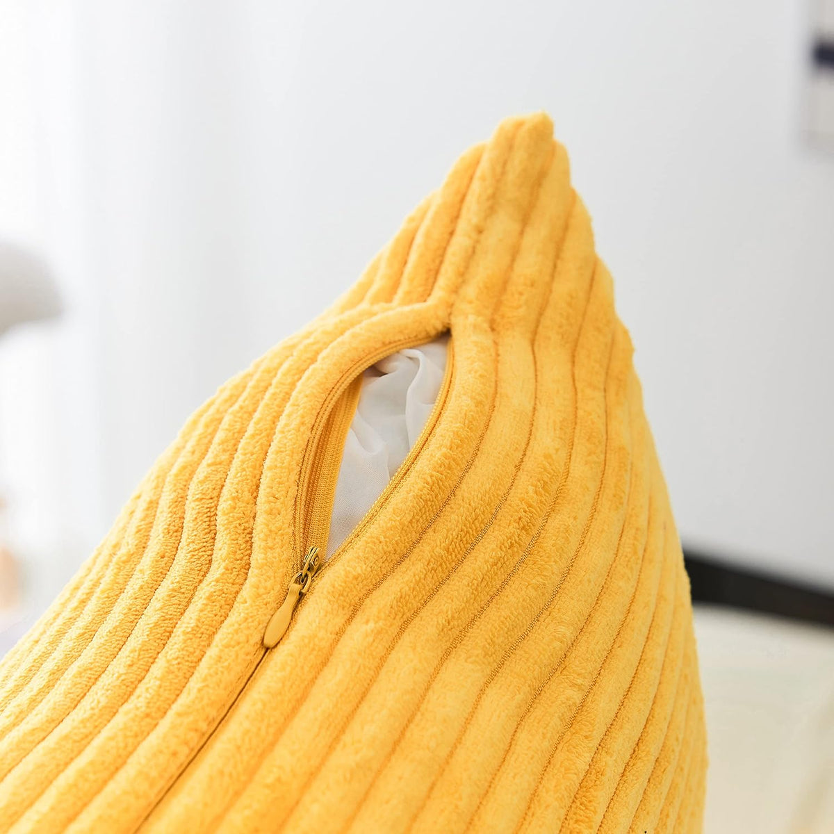 Home Brilliant Mustard Yellow Throw Pillow Cover 18x18 Decorative Plush Corduroy Striped Fall Decor Throw Pillow Cushion Cover for Couch Bed Decor, 18 x 18 (45x45), Sunflower Yellow