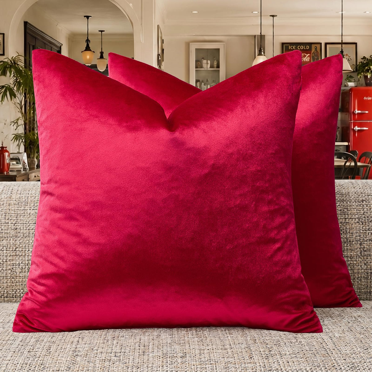 GIGIZAZA Gold Velvet Pillow Covers 18x18 Decorative Pillows Pack of 2