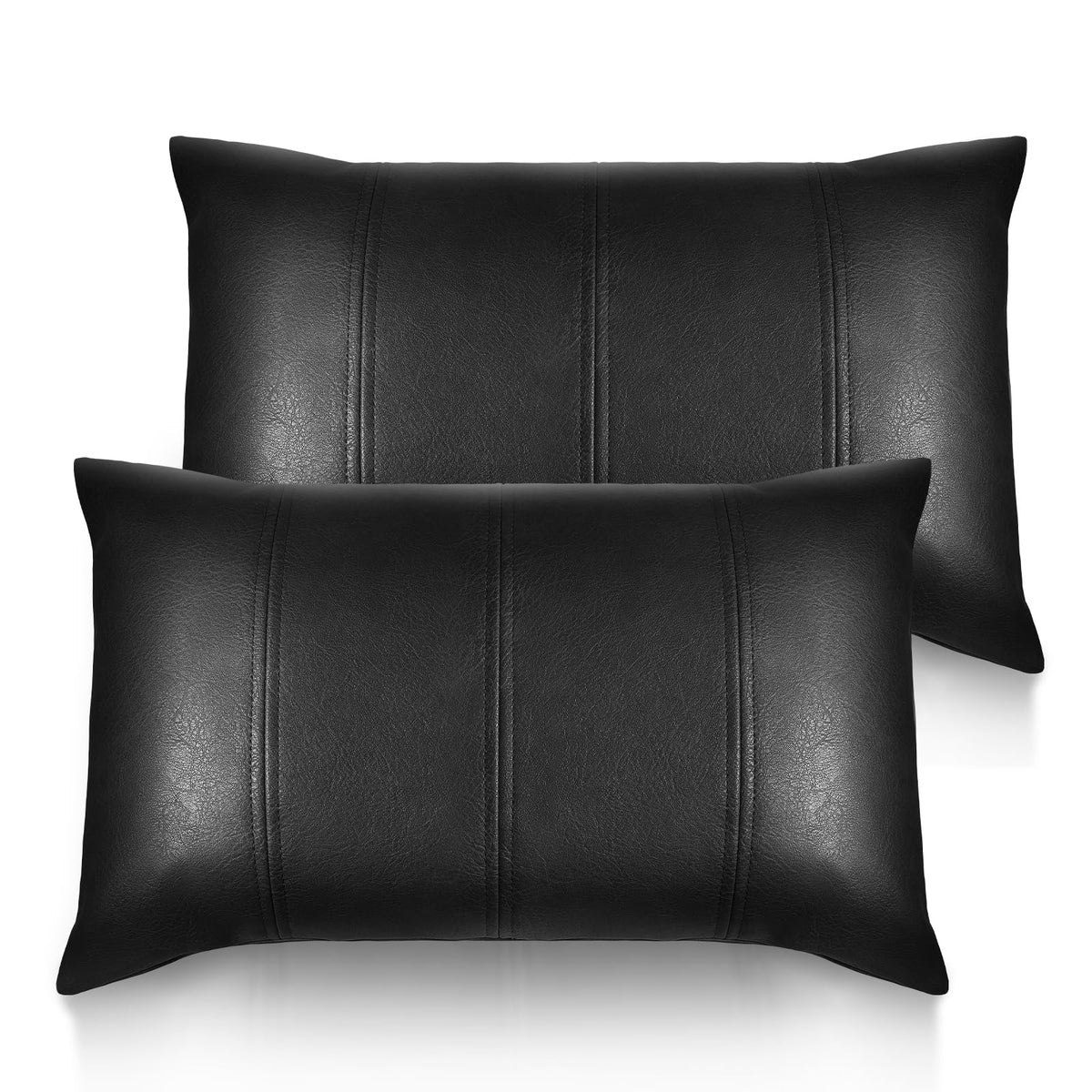 Faux Leather Throw Pillow Cover 18X18 Inch Set of 2 Brown Outdoor Modern Farmhouse Solid Decorative Pillow Covers for Room Couch Living Bedroom Bed Sofa