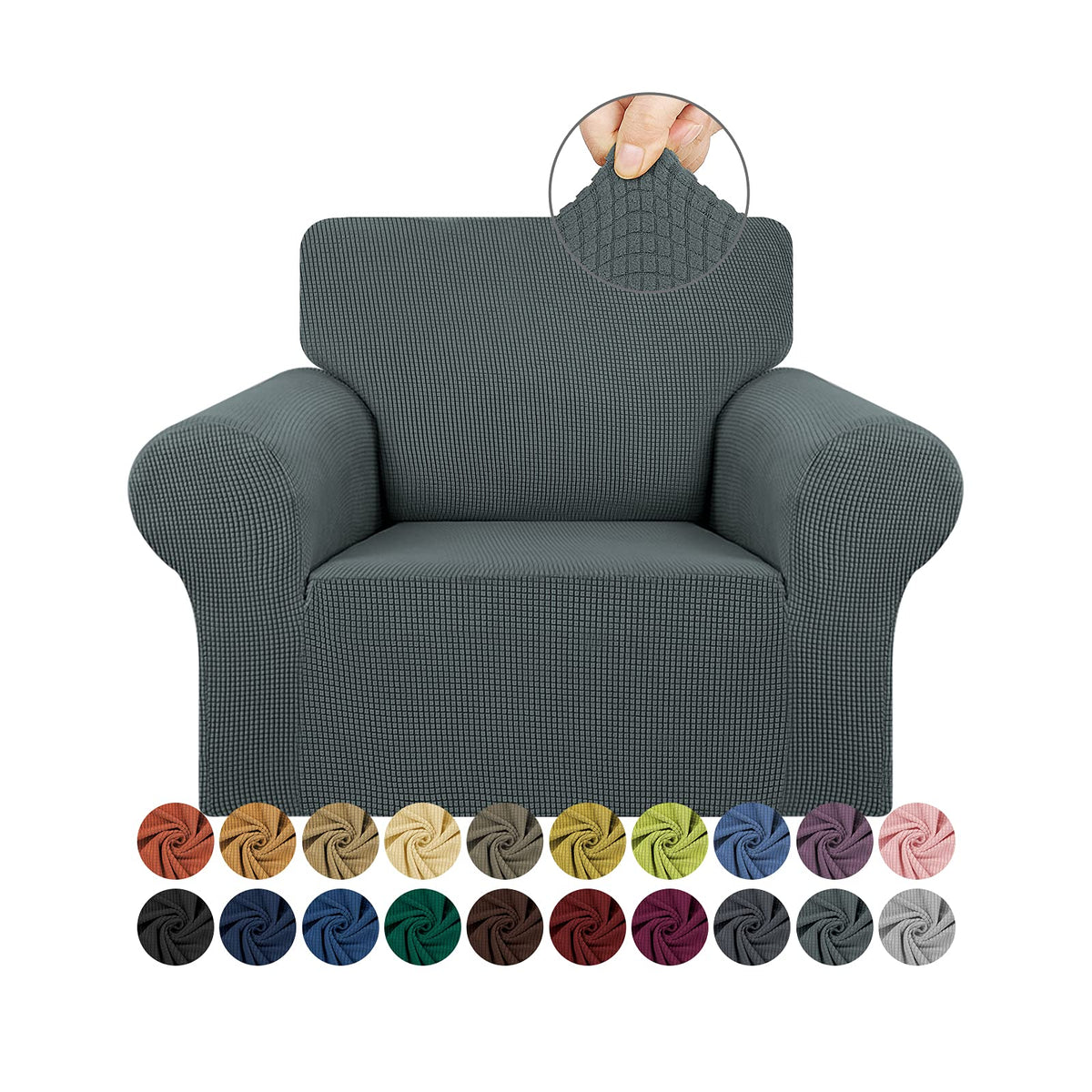 KEKUOU Stretch Couch Covers for Sofa, 3 Cushion Couch Slipcover,Black