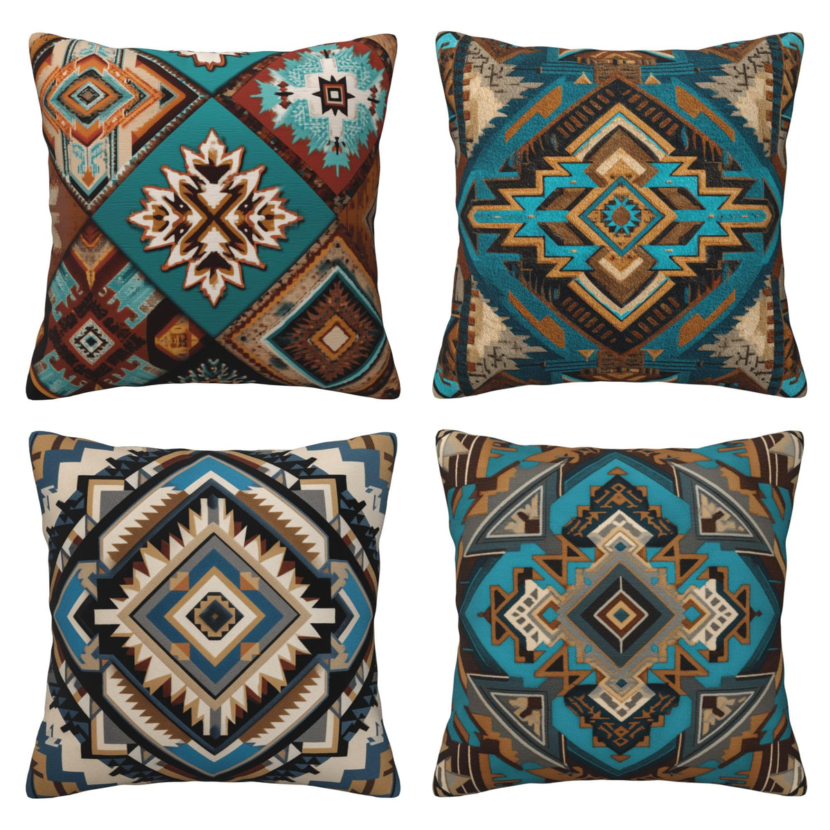 bassyil Abstract Geometry Throw Pillow Covers 18x18 Inch Set of 4 Western Decorative Cushion Cases for Couch Bedroom Living Room Sofa Patio