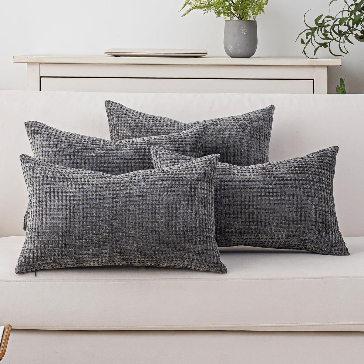 Pack of 4 Throw Pillow Covers 18x18” Boho Cushion Covers for Living Room
