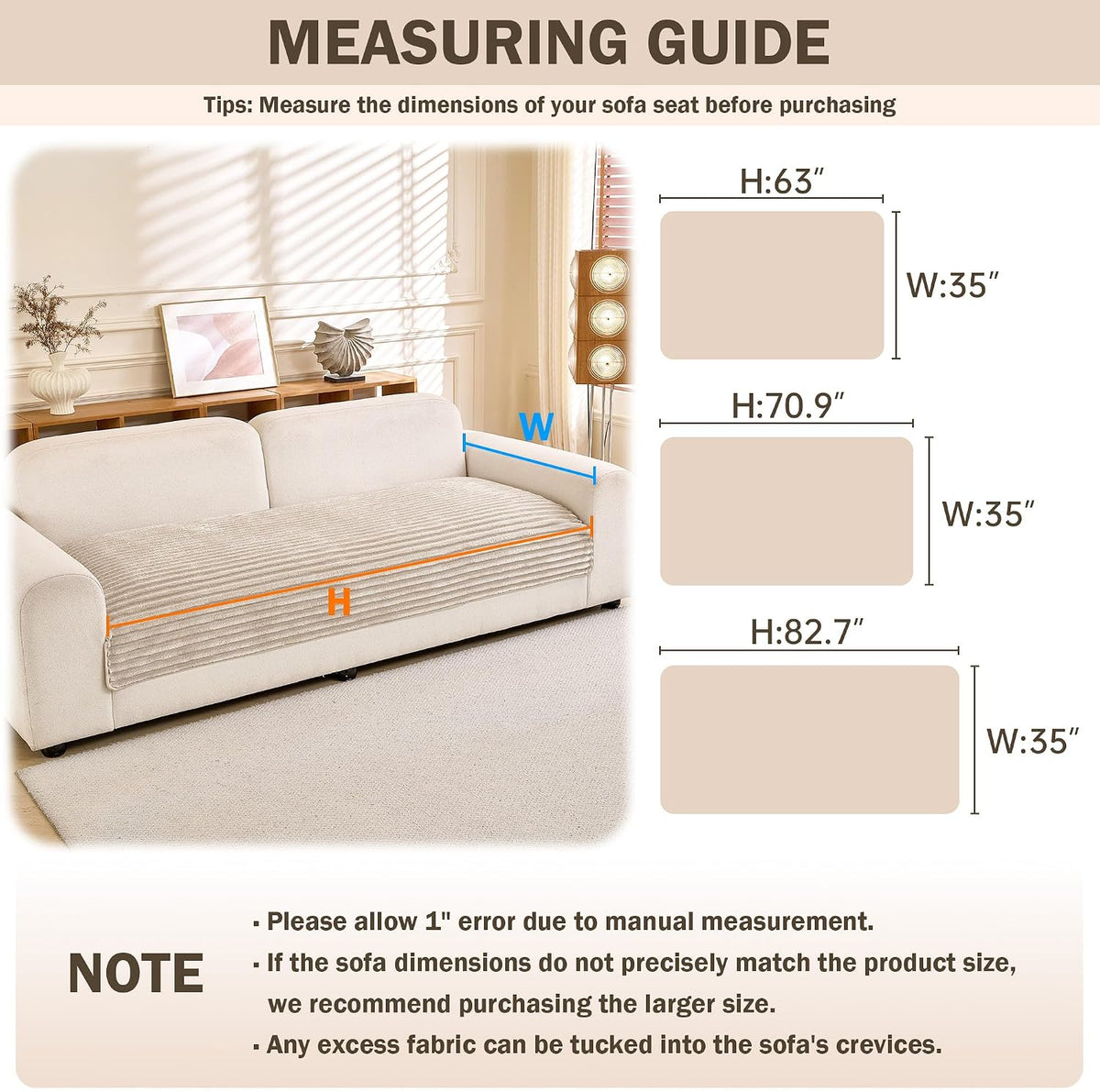 MEETSKY Waterproof Couch Cover for Sofa, Non Slip Washable Sofa Protector
