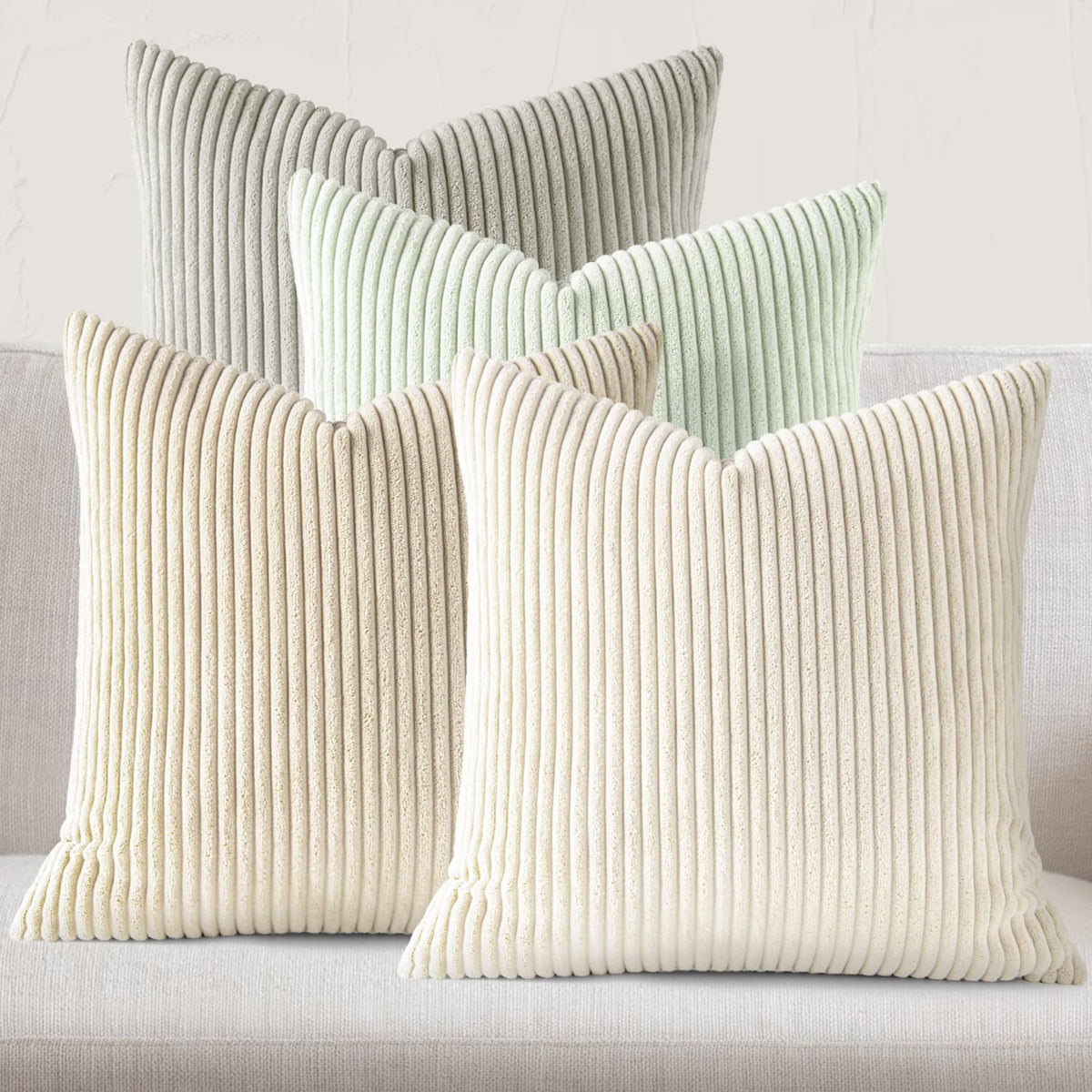 JEYDER Soft Corduroy Throw Pillow Covers 18x18 Fall Green Boho Accent Decor