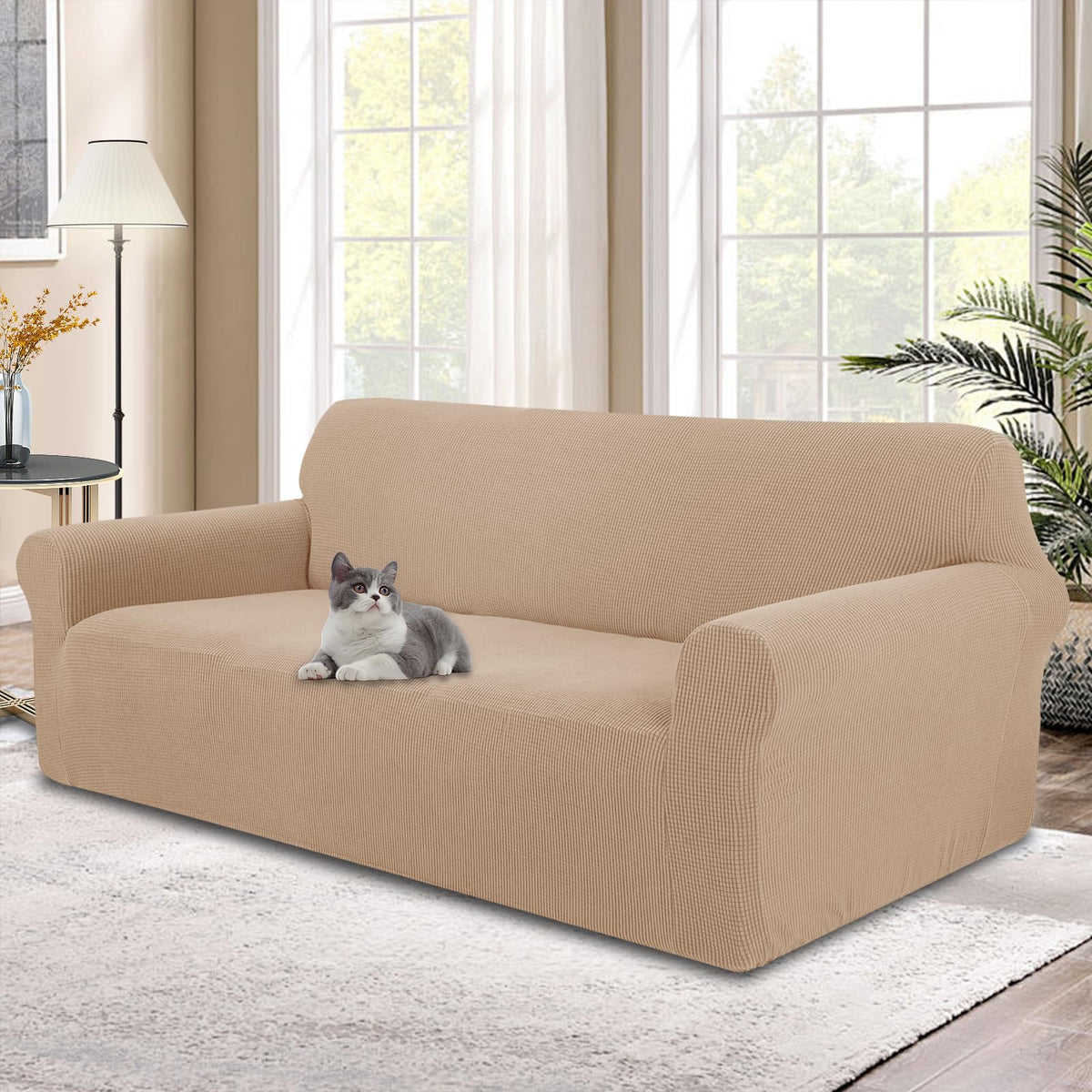 Stretch Couch Covers for Sofa Washable, Large, Chocolate