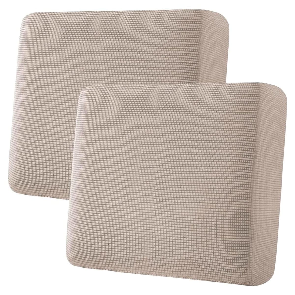H.VERSAILTEX Super Stretch Individual Seat Cushion/Couch Slipcover Sets Thick Jacquard Textured Twill Fabric (3 Piece Sofa Covers, Sand)