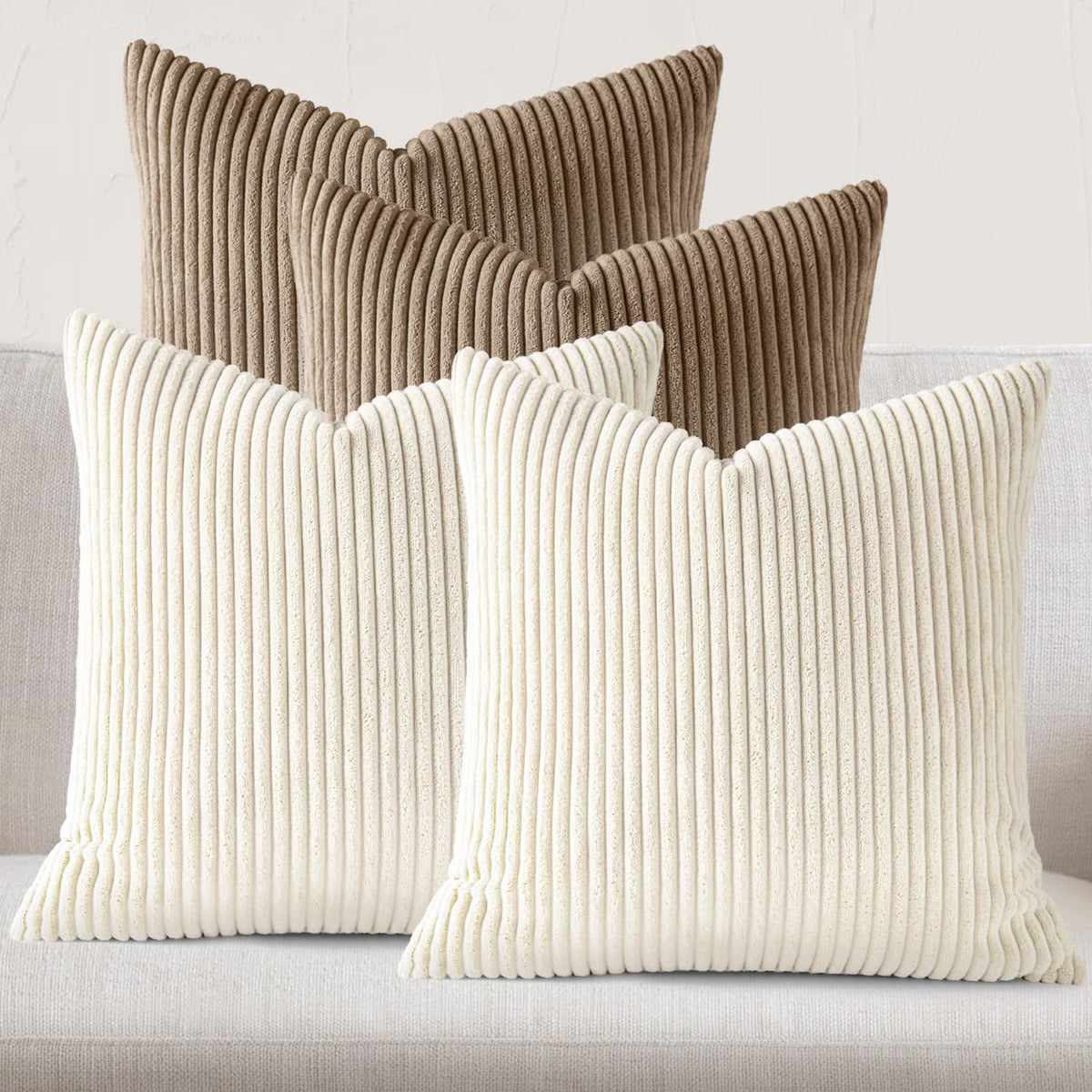 JEYDER Soft Corduroy Throw Pillow Covers 18x18 Fall Green Boho Accent Decor