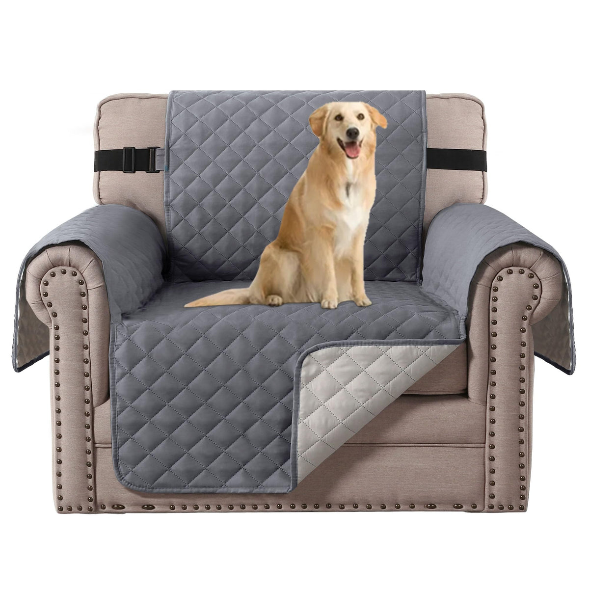 H.VERSAILTEX Reversible Couch Cover for 3 Cushion Cover Pet Friendly Sofa Cover for Dog Washable Furniture Protector Water Resistant Slipcover with Non Slip Elastic Strap(Sofa, Ivory/Beige)