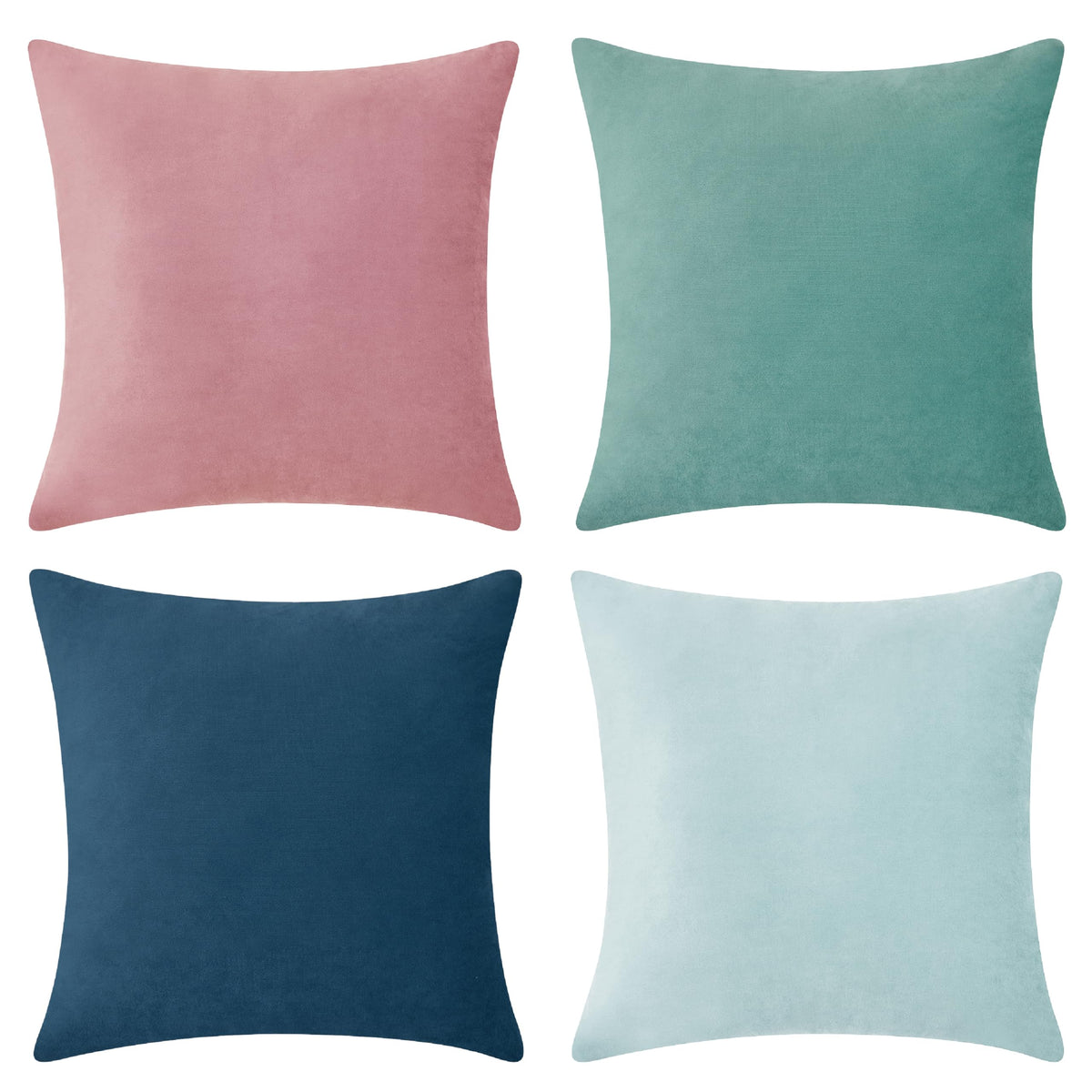 MONDAY MOOSE Decorative Throw Pillow Covers Cushion Cases, Set of 4 Soft Velvet Modern Designs, Mix and Match for Home Decor, Pillow Inserts Not Included (18x18 inch, Orange/Teal)