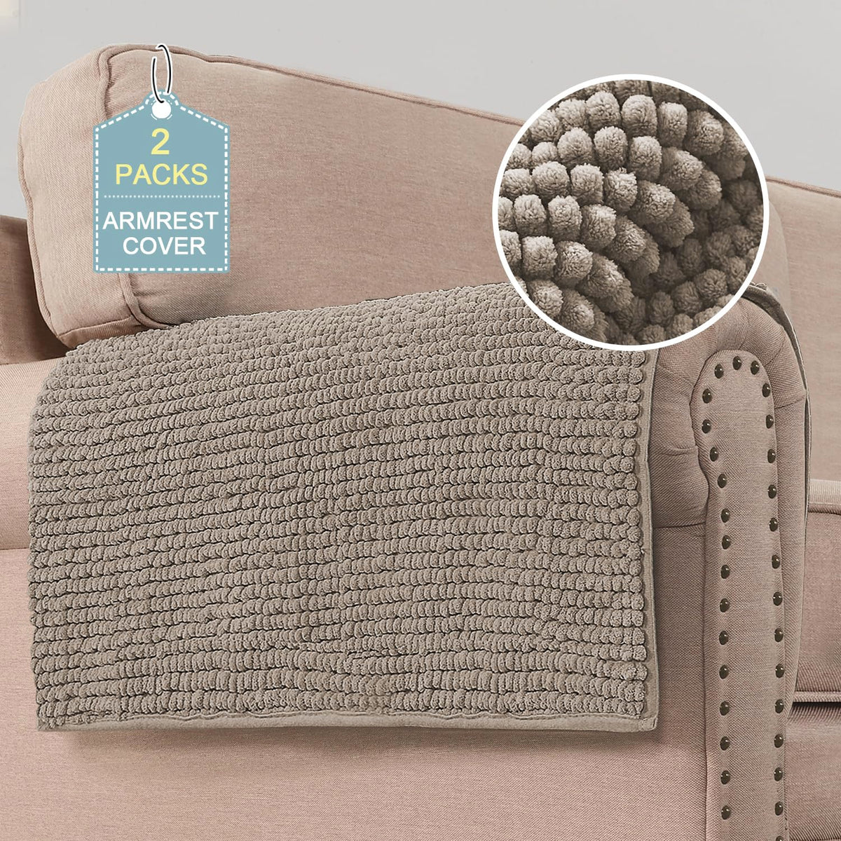 H.VERSAILTEX Plush Chenille Pet Couch Covers for Sofa Thick Soft Sofa Cover for 3 Cushion Couch Anti Slip Couch Cover Furniture Protector for Dog, Pet, Cat (35" x 74", Grey)
