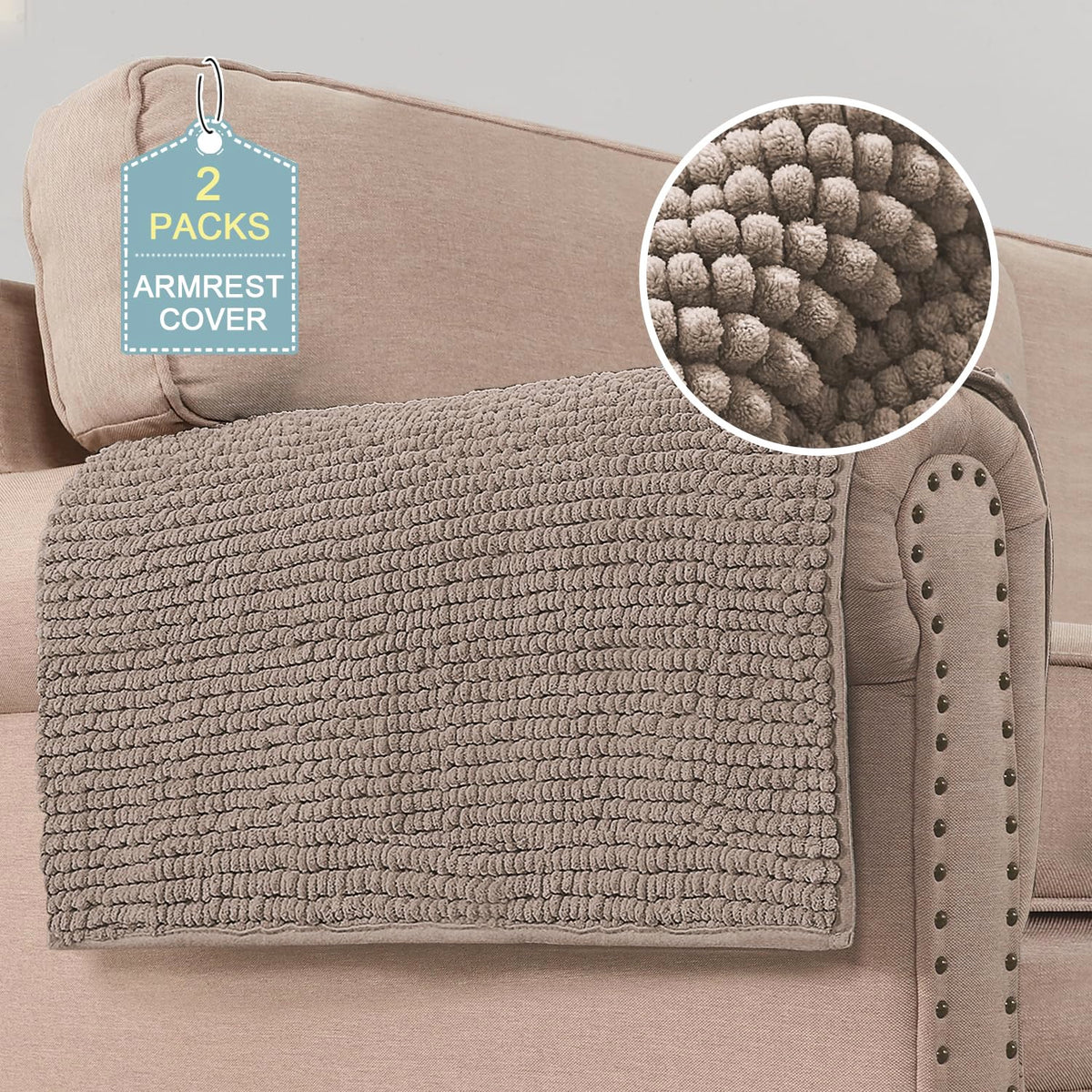 H.VERSAILTEX Plush Chenille Pet Couch Covers for Sofa Thick Soft Sofa Cover for 3 Cushion Couch Anti Slip Couch Cover Furniture Protector for Dog, Pet, Cat (35" x 74", Grey)