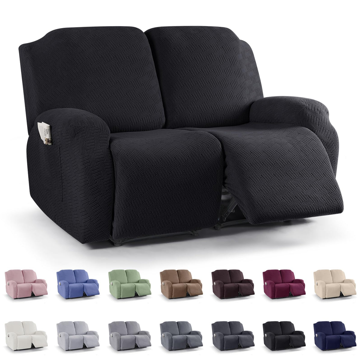 KinCam Recliner Sofa Covers, Stretch Reclining Cover, Dark Gray