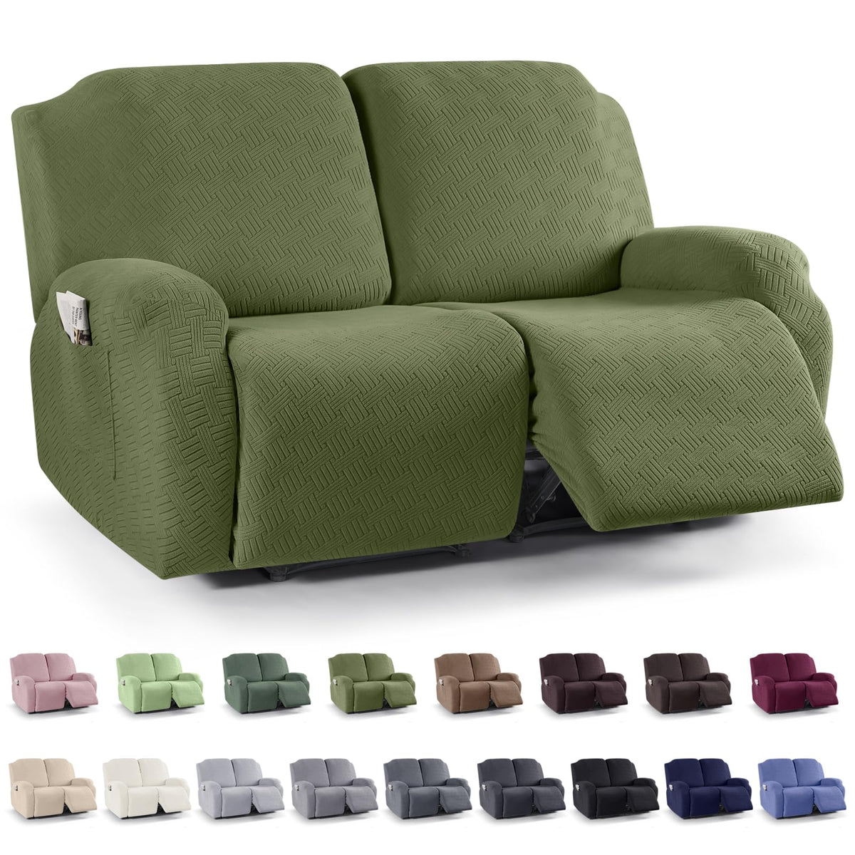 KinCam Recliner Sofa Covers, Stretch Reclining Cover, Dark Gray