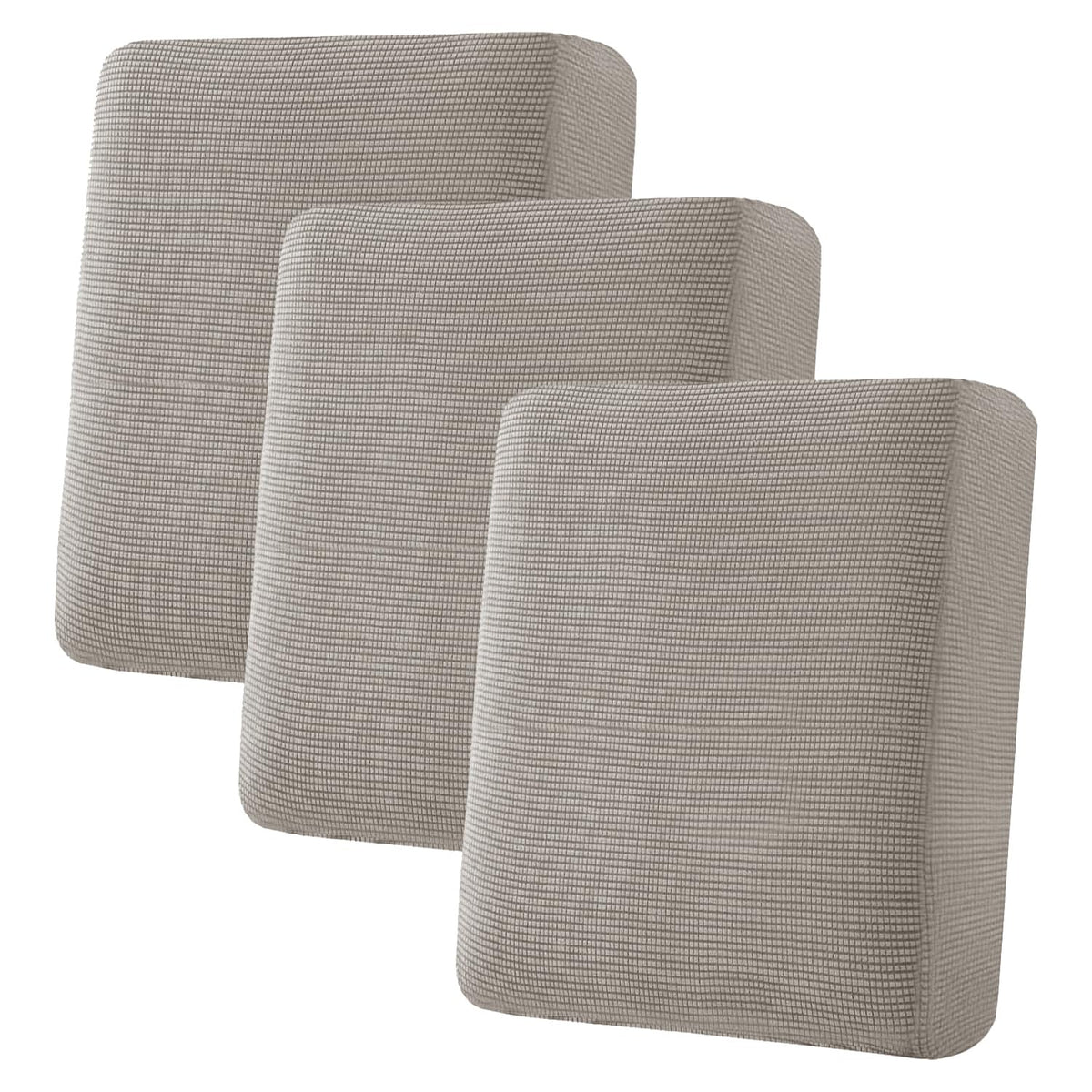 H.VERSAILTEX Super Stretch Individual Seat Cushion/Couch Slipcover Sets Thick Jacquard Textured Twill Fabric (3 Piece Sofa Covers, Sand)